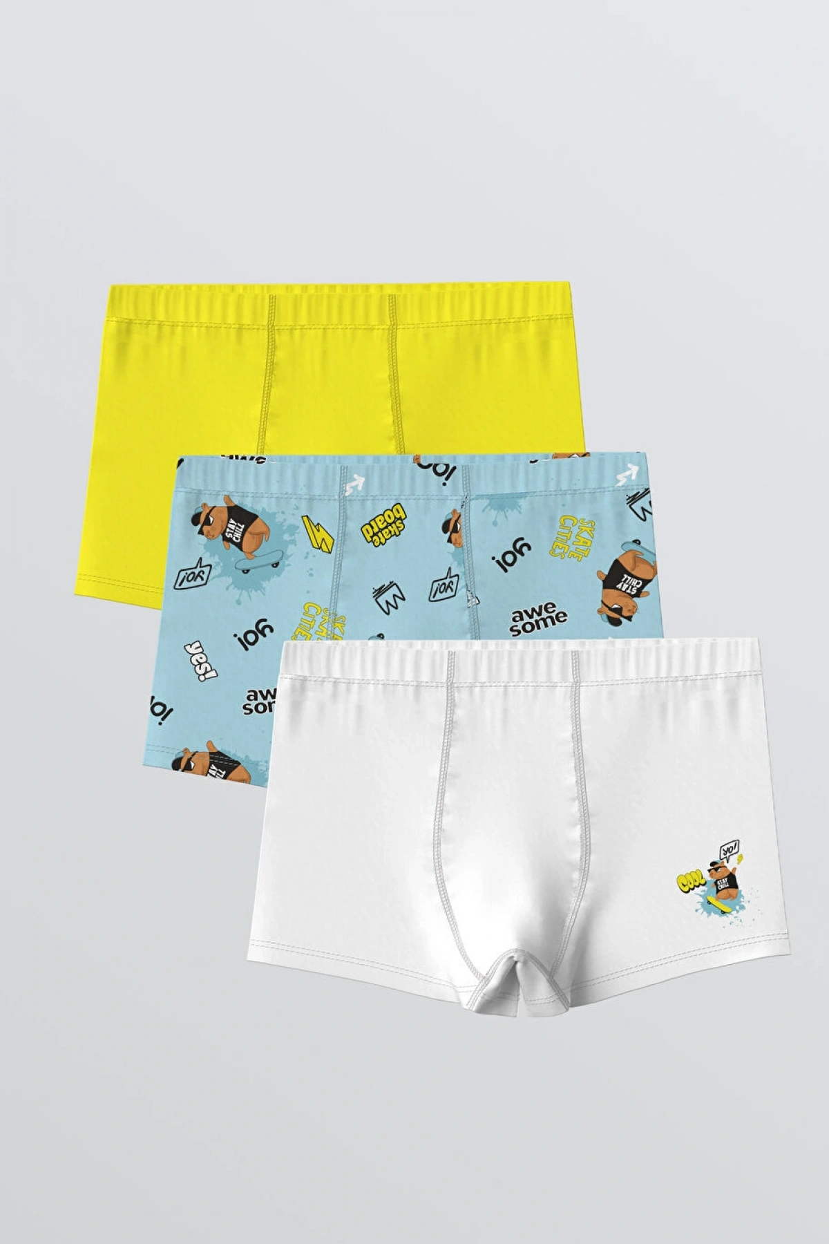 CW Kids Mavi Baskılı Erkek Çocuk Boxer 3lü