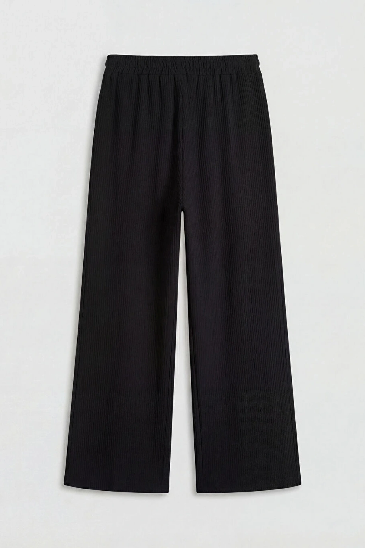 LCWAIKIKI Classic Siyah Beli Lastikli Geniş Paça Müslin Kadın Pantolon
