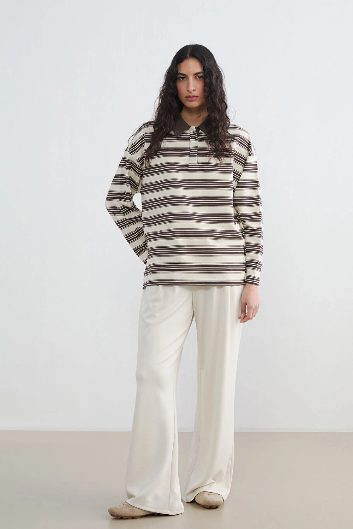 LCW Modest Bej Beli Lastikli Soft Touch Kadın Eşofman Altı