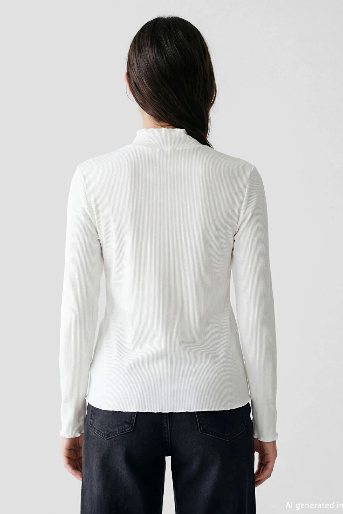 LCW Modest Beyaz Fırfırlı Dik Yaka Kadın Body