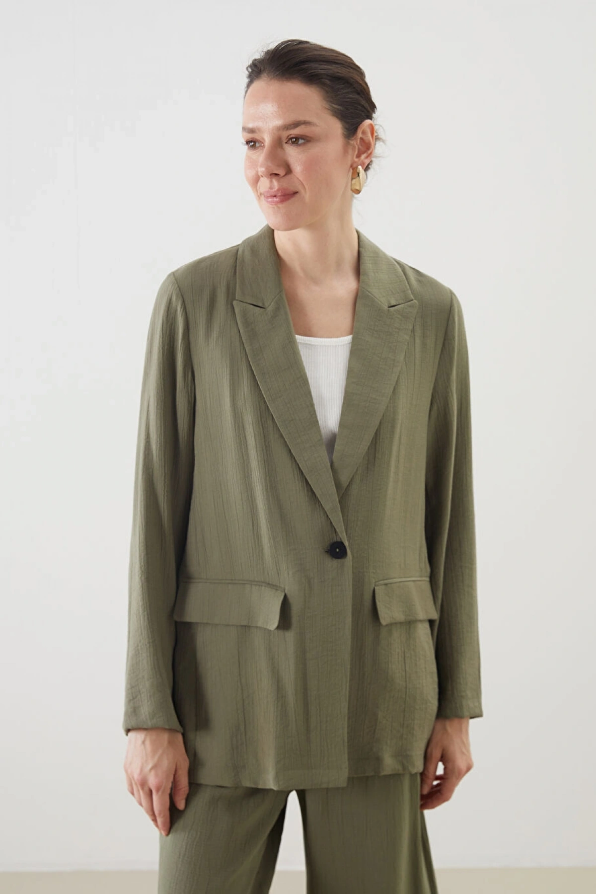 LCWAIKIKI Classic Haki Regular Fit Kadın Blazer Ceket