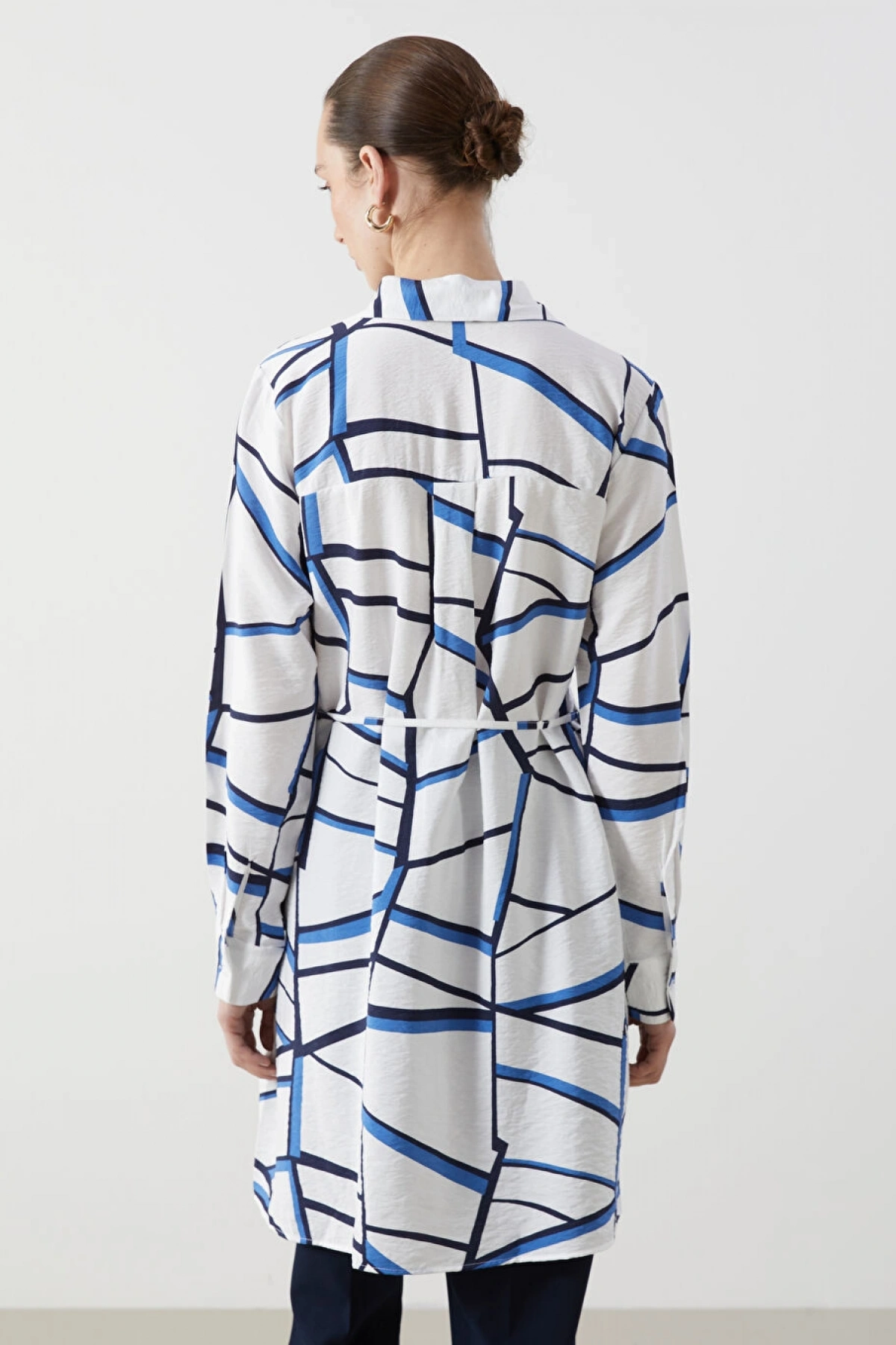 LCWAIKIKI Classic Indigo Desenli Kadın Gömlek Tunik