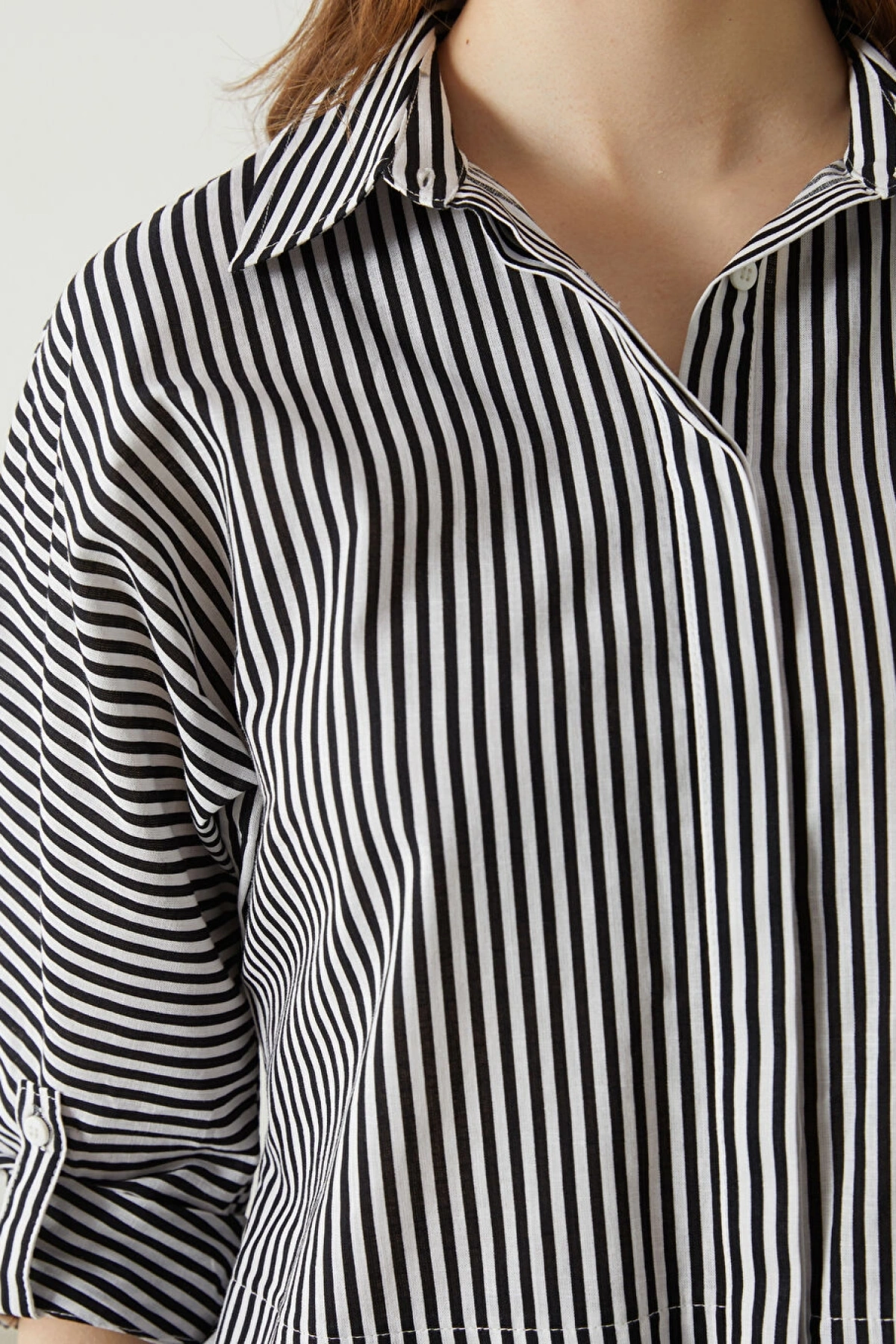 LCWAIKIKI Classic Siyah Çizgili Poplin Kadın Gömlek