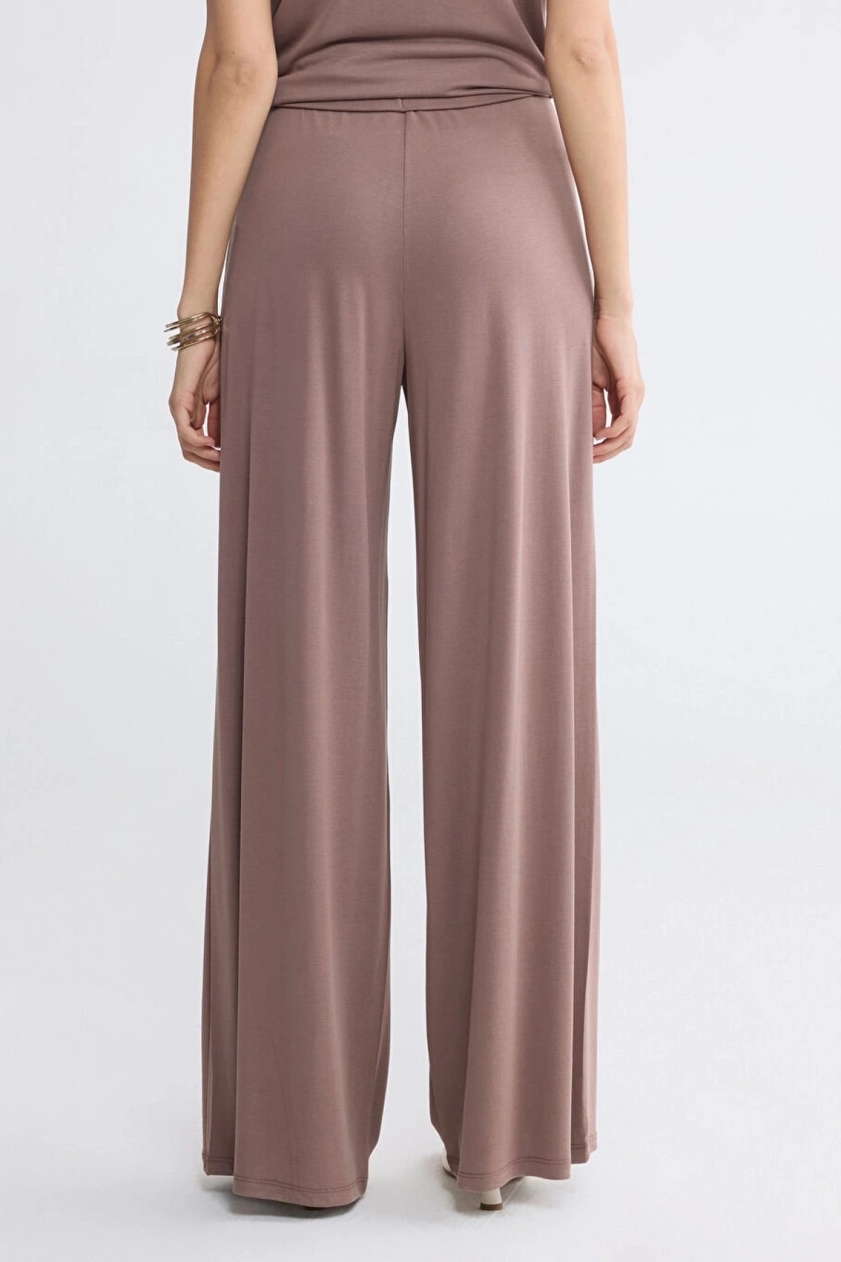 LCWAIKIKI Basic Kahverengi Beli Lastikli Geniş Paça Kadın Pantolon