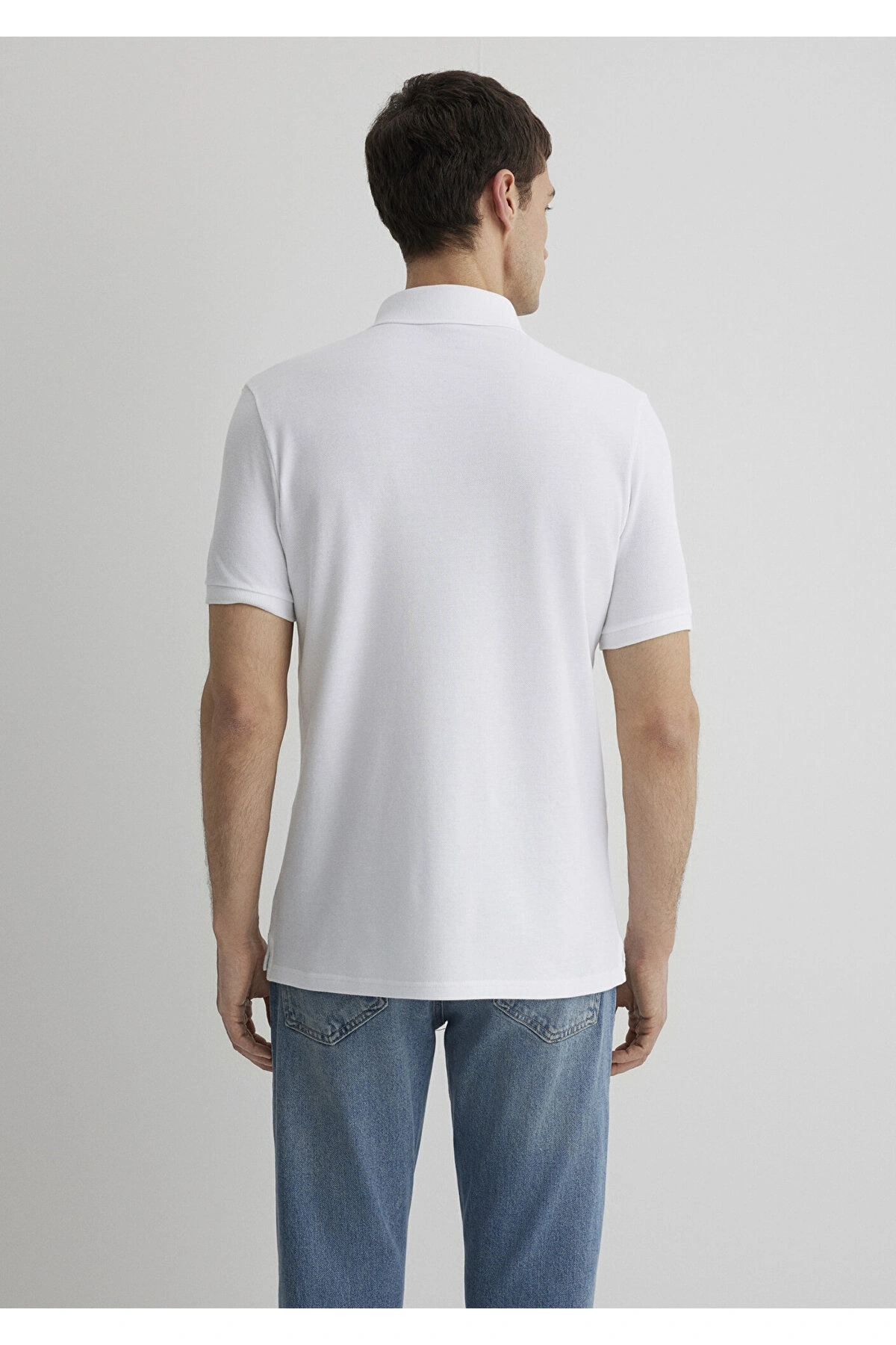 Mavi Beyaz Polo Tişört Slim Fit / Dar Kesim