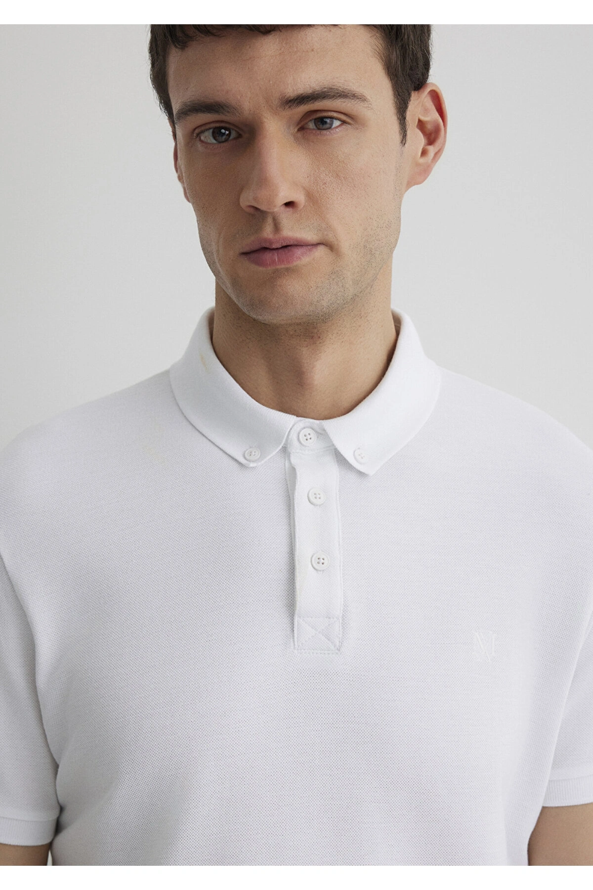 Mavi Beyaz Polo Tişört Slim Fit / Dar Kesim