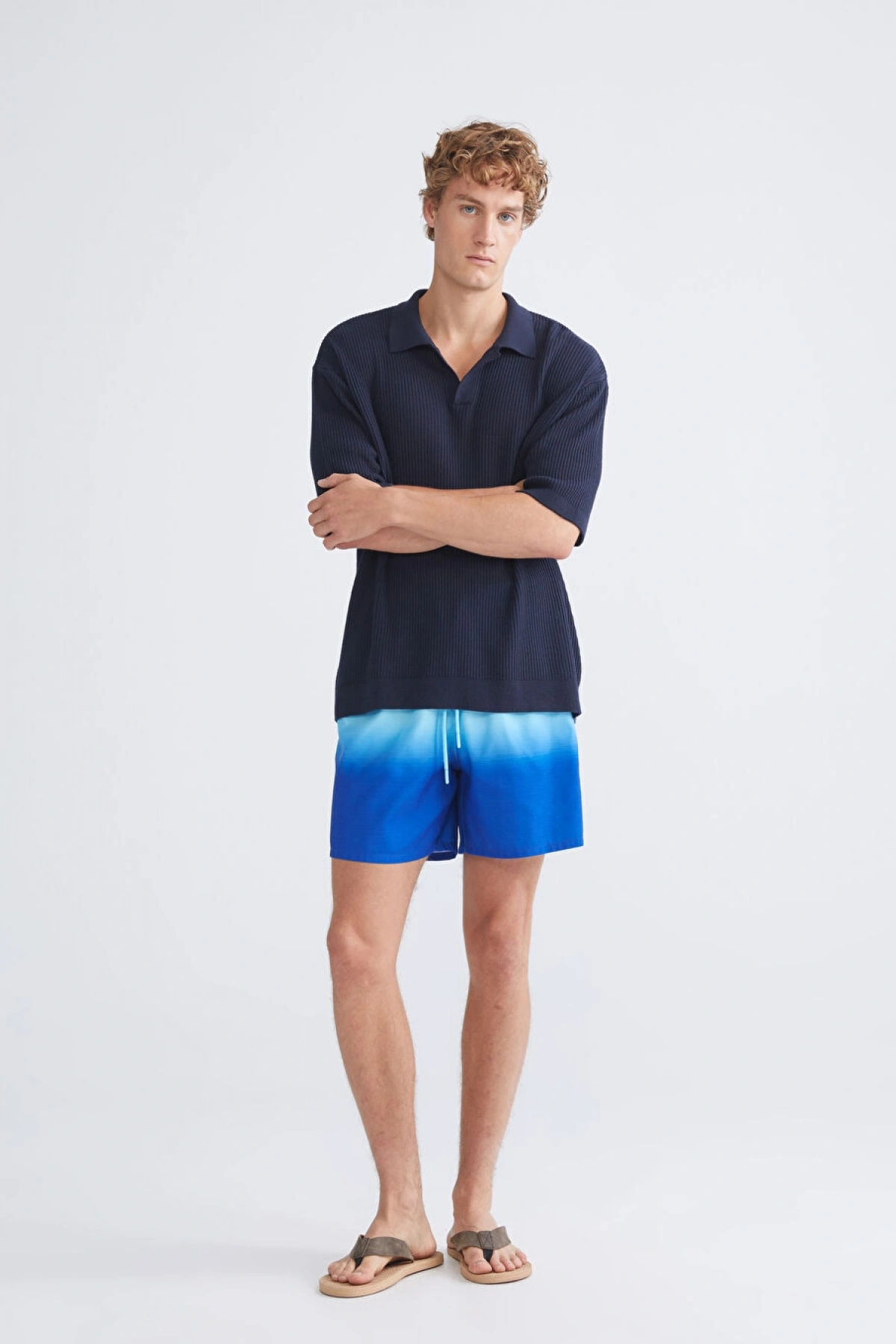 LCW SWIMWEAR Lacivert Kısa Boy Desenli Erkek Deniz Şortu