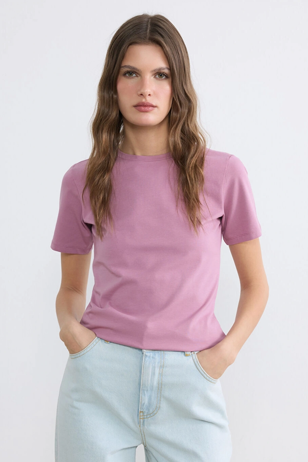 LCW EVERYDAY Pembe Bisiklet Yaka Kadın Tişört