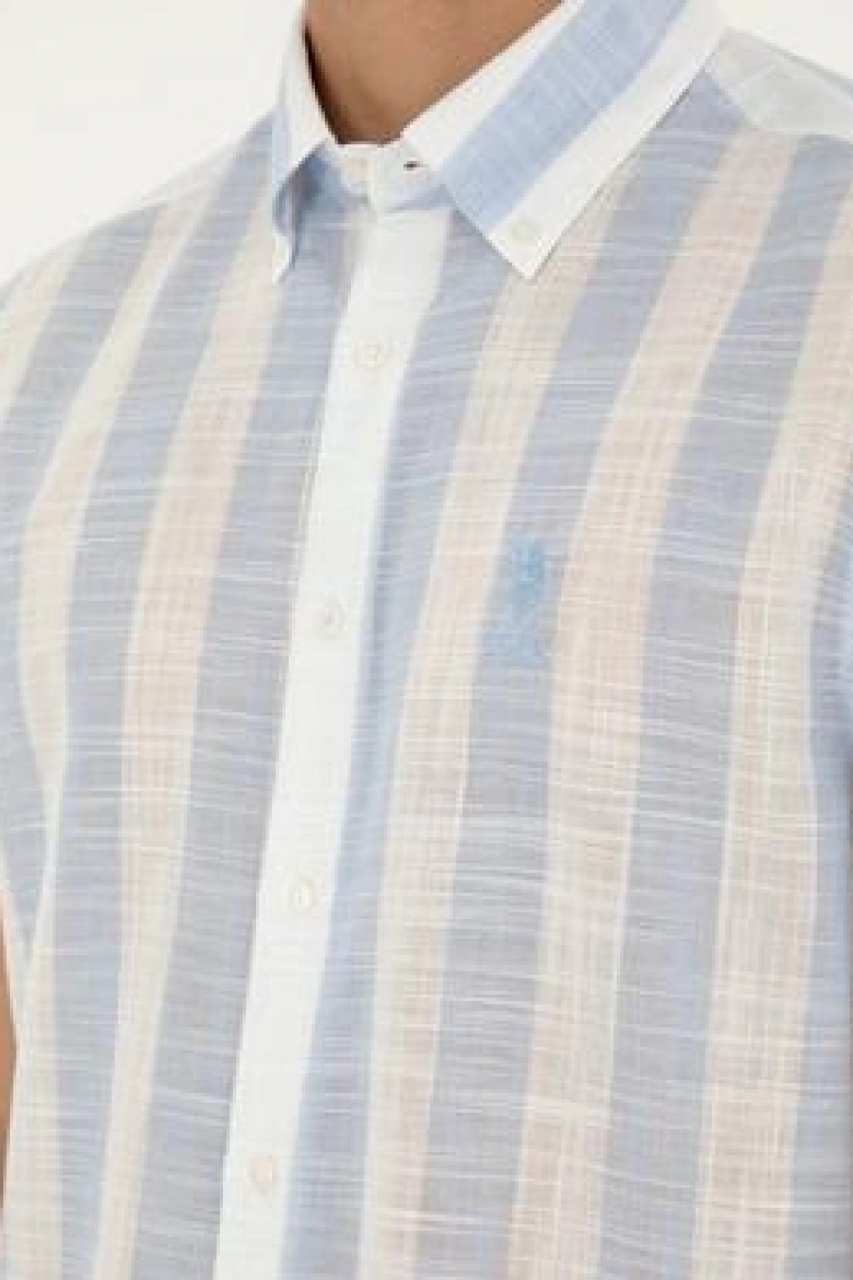 U.S.POLO Erkek Açık Mavi Kısa Kollu Gömlek