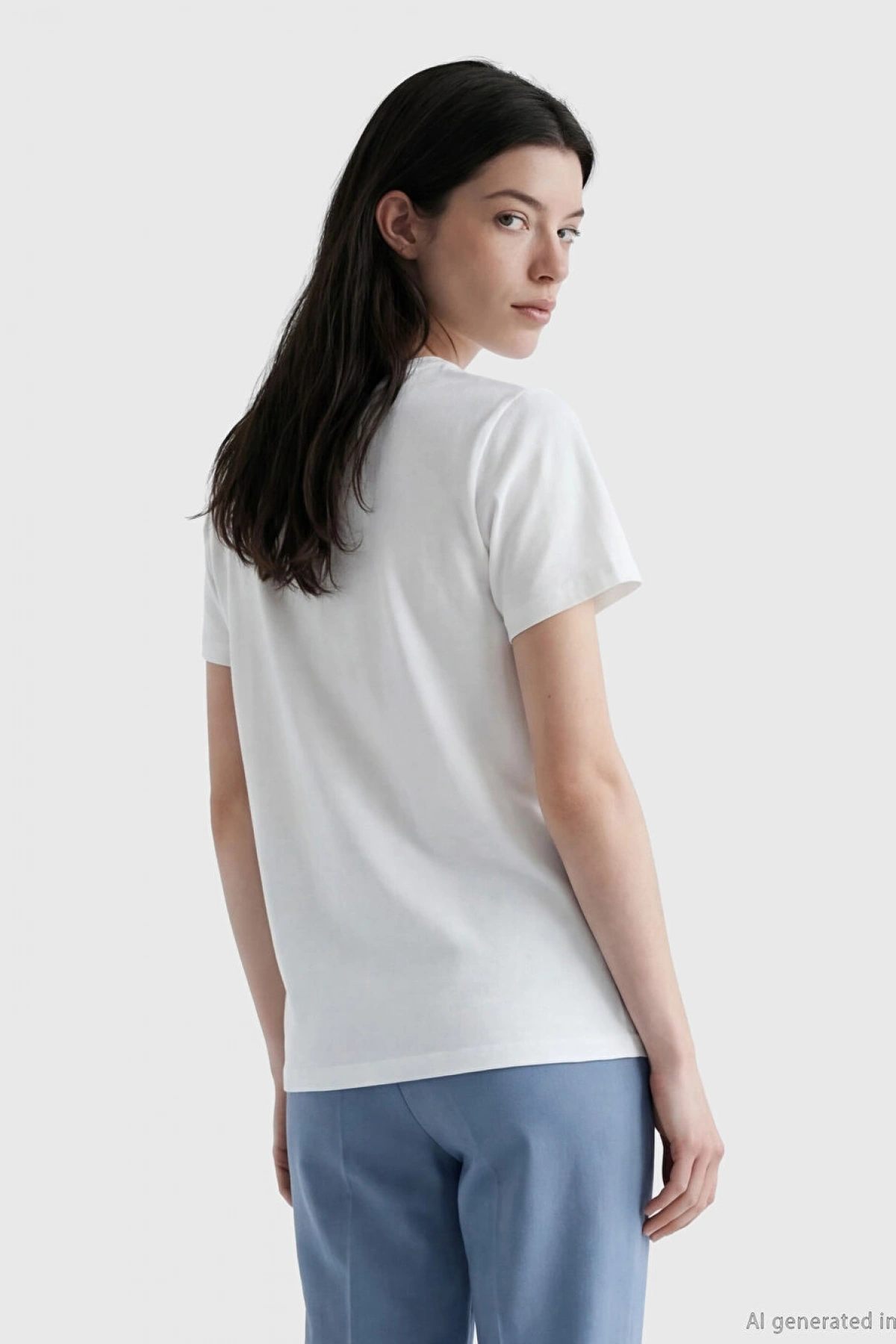 LCW Comfort Beyaz Bisiklet Yaka Baskılı Kadın Tişört