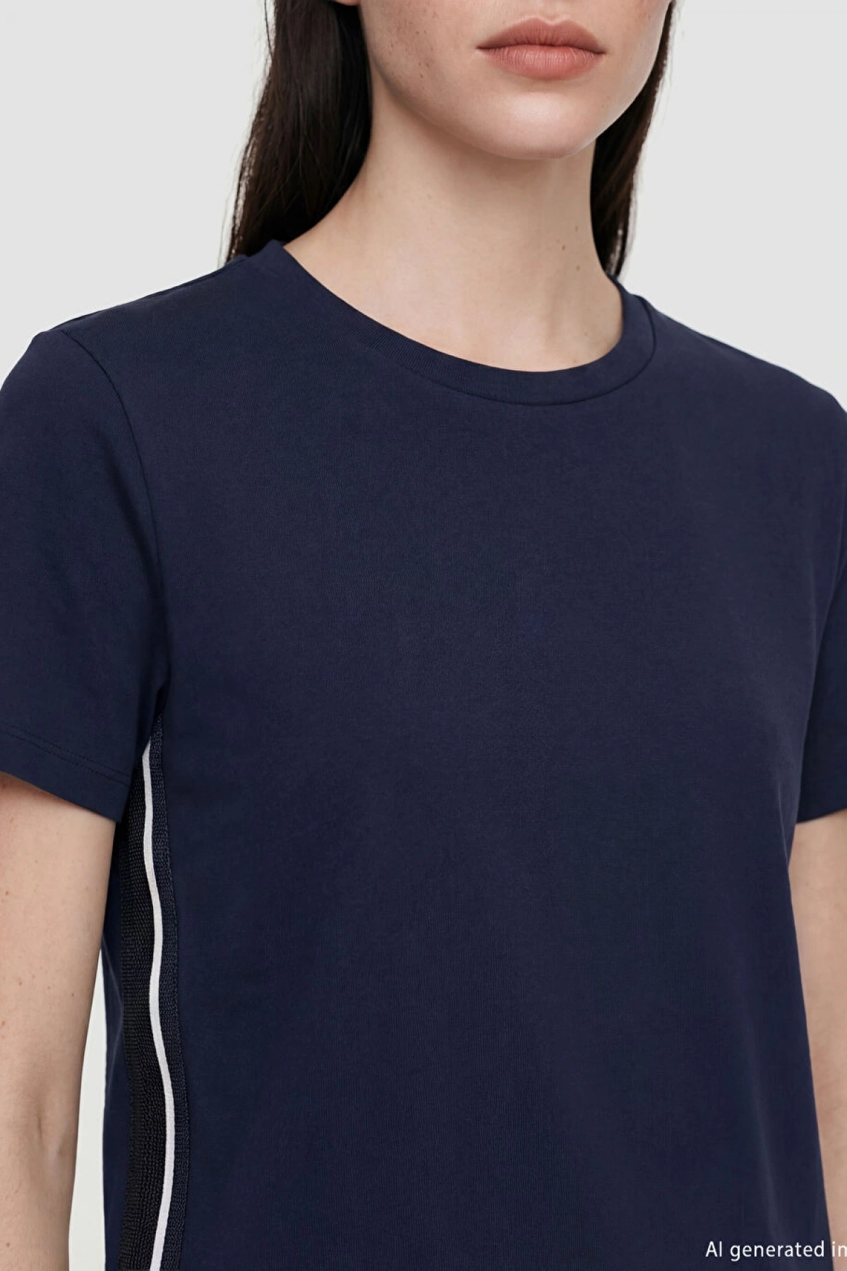 LCW Comfort Lacivert Bisiklet Yaka Kadın Tişört