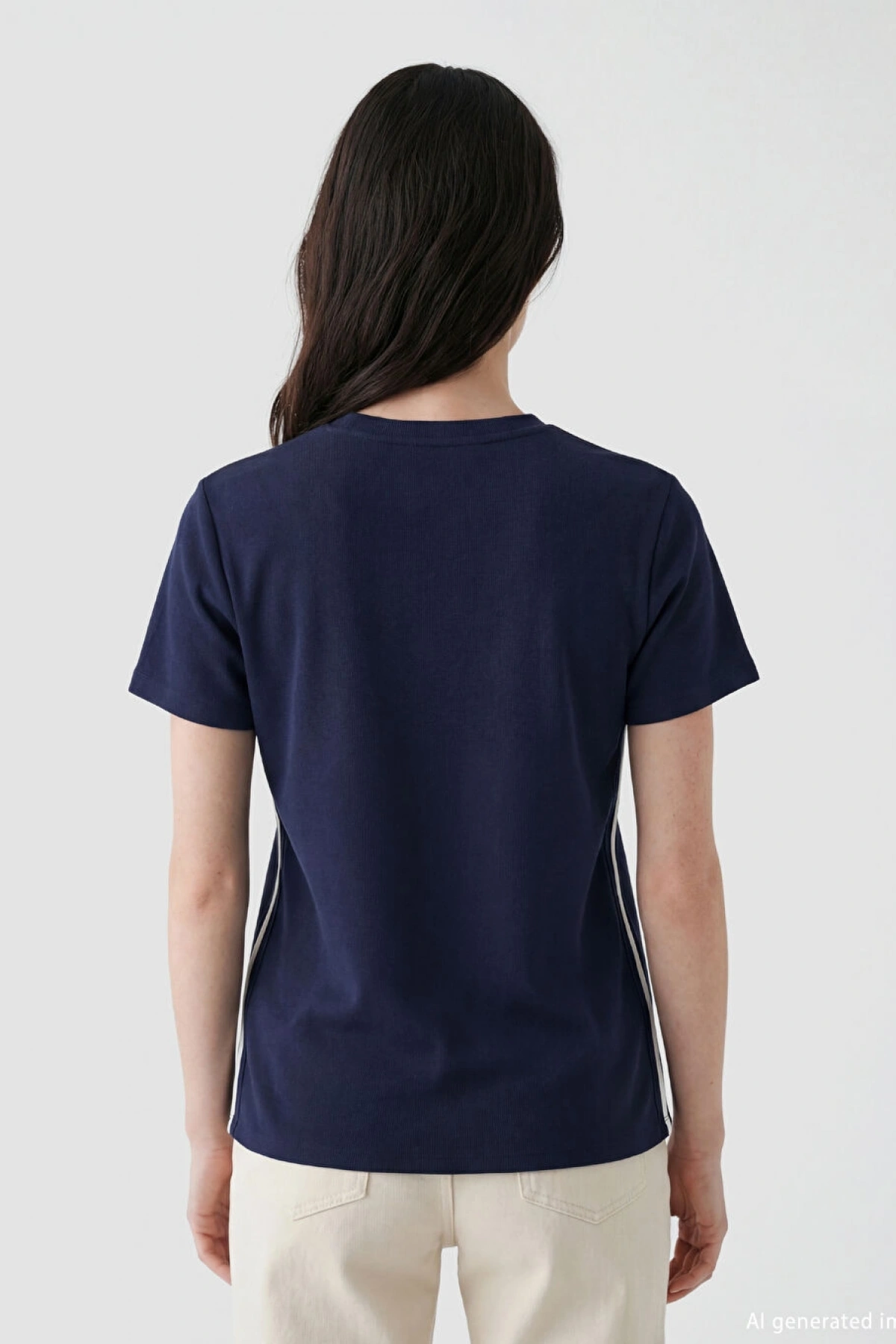 LCW Comfort Lacivert Bisiklet Yaka Kadın Tişört