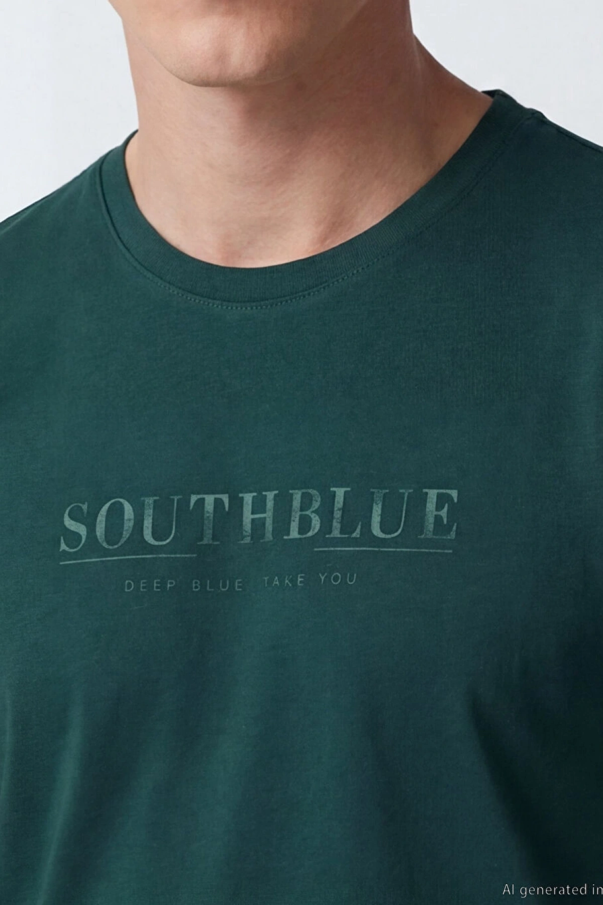 SOUTHBLUE Yeşil Bisiklet Yaka Baskılı Erkek Tişört