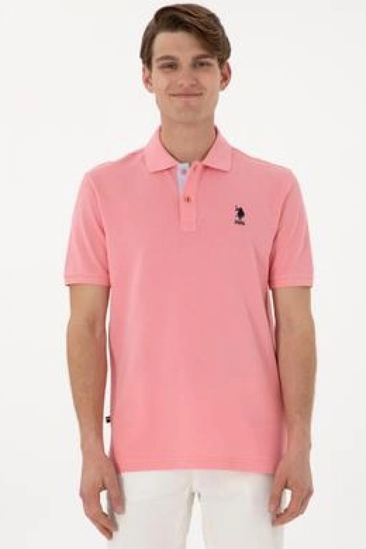 U.S.POLO Erkek Regular Fit Polo Yaka Pembe Basic Tişört