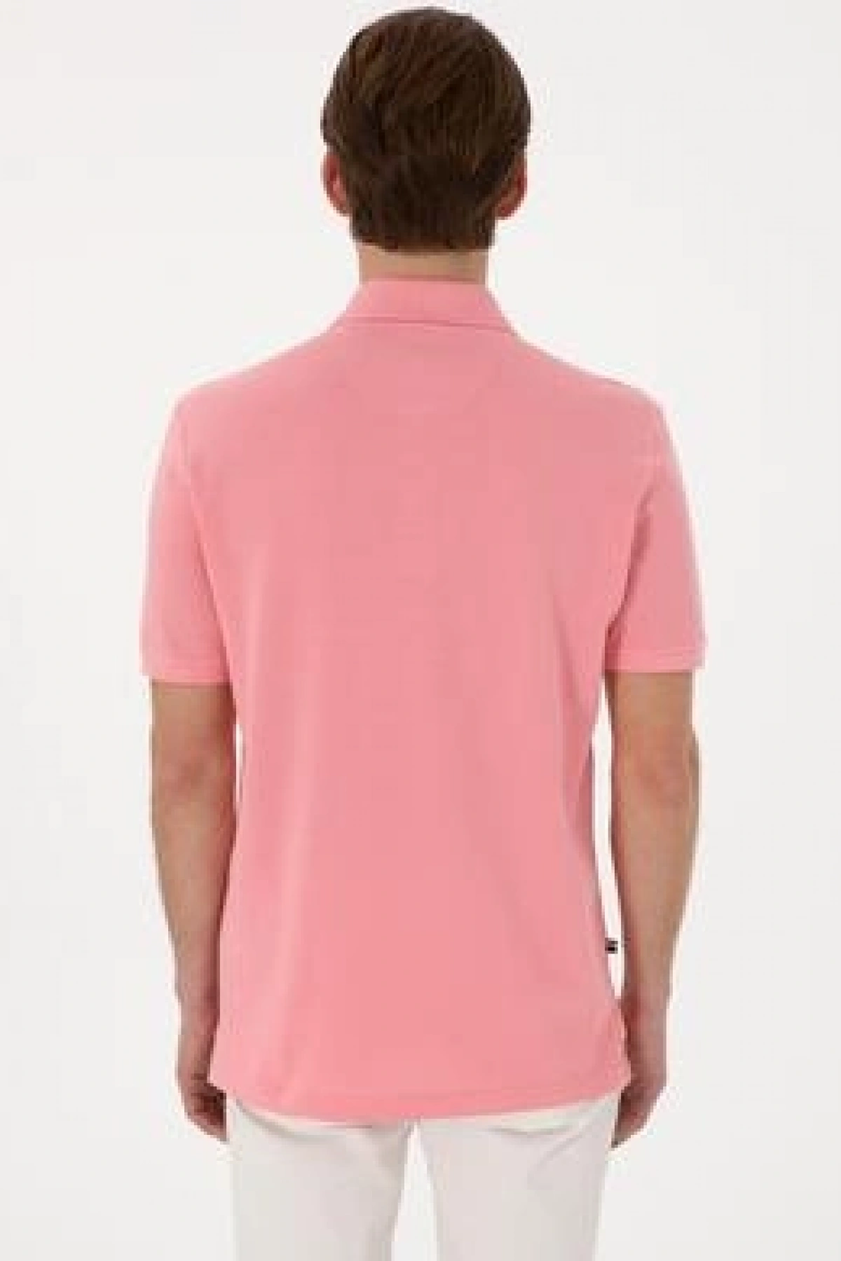 U.S.POLO Erkek Regular Fit Polo Yaka Pembe Basic Tişört