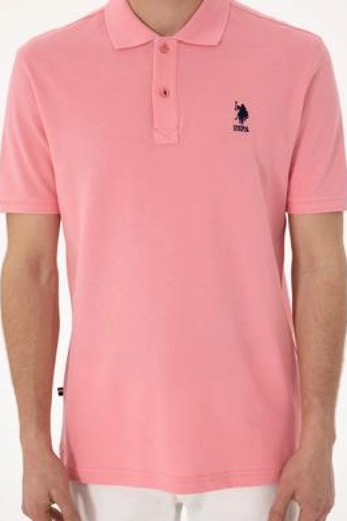 U.S.POLO Erkek Regular Fit Polo Yaka Pembe Basic Tişört
