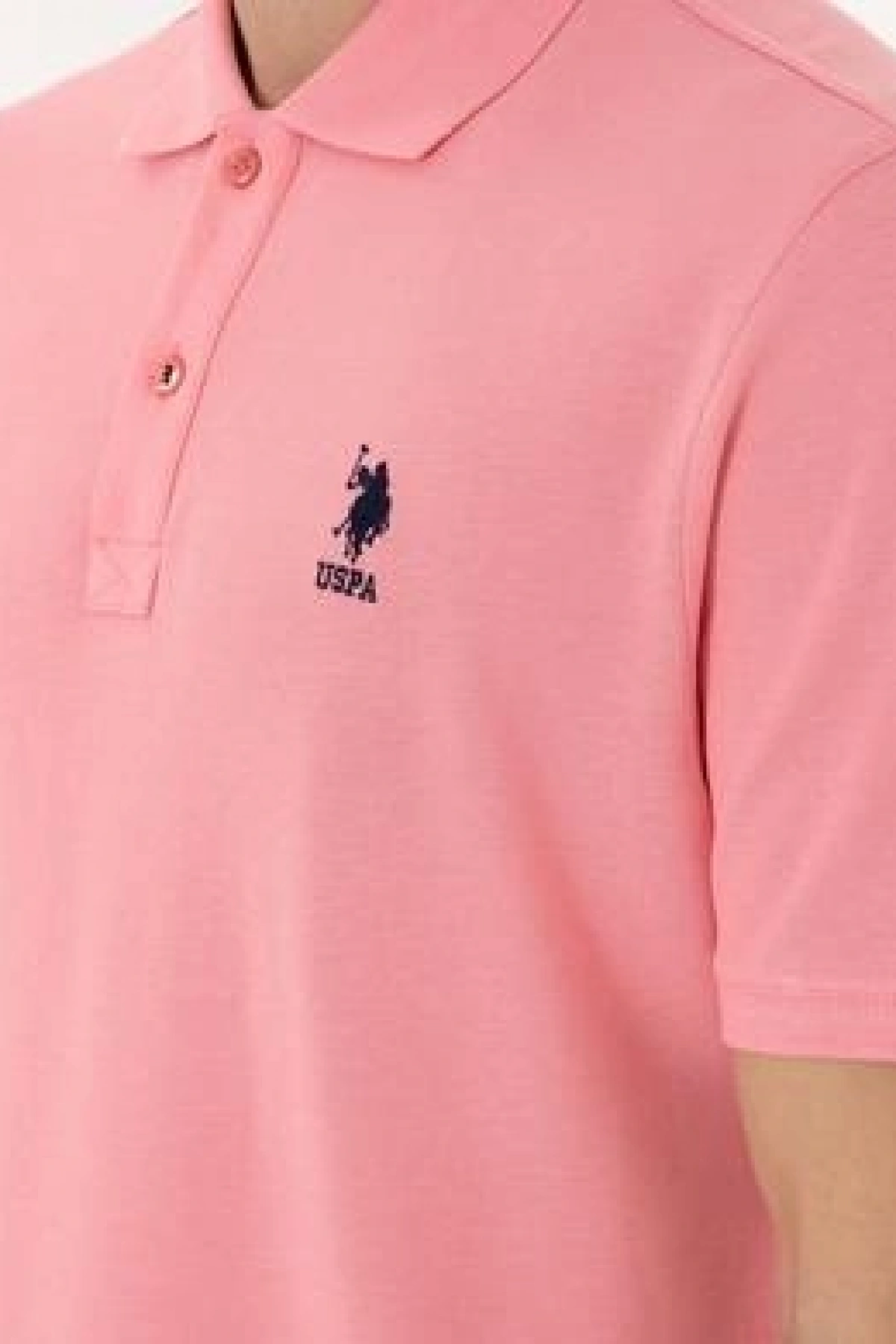 U.S.POLO Erkek Regular Fit Polo Yaka Pembe Basic Tişört