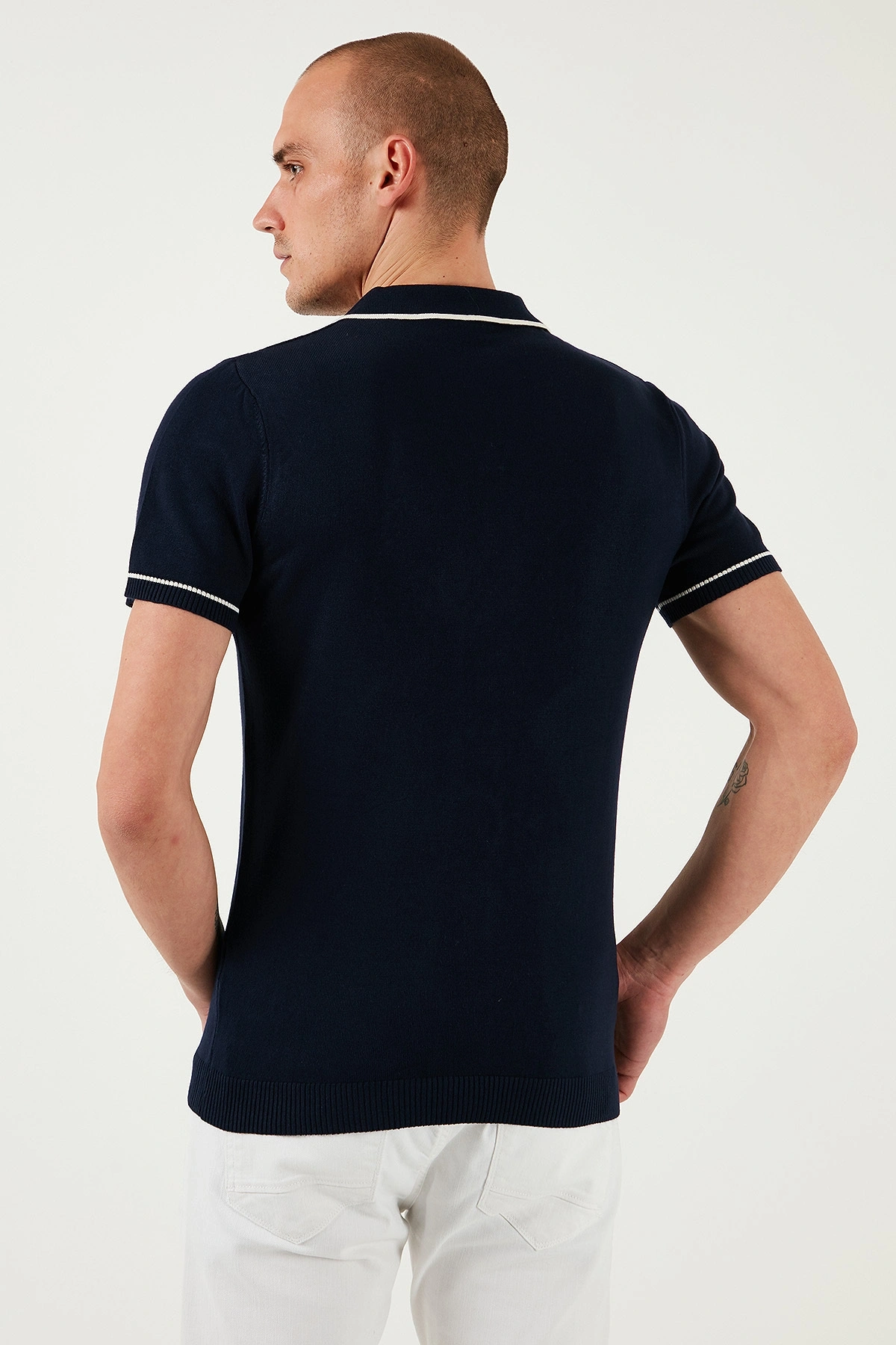 U.S. Polo Logolu Slim Fit Polo Yaka Kısa Kollu Kazak Erkek KAZAK