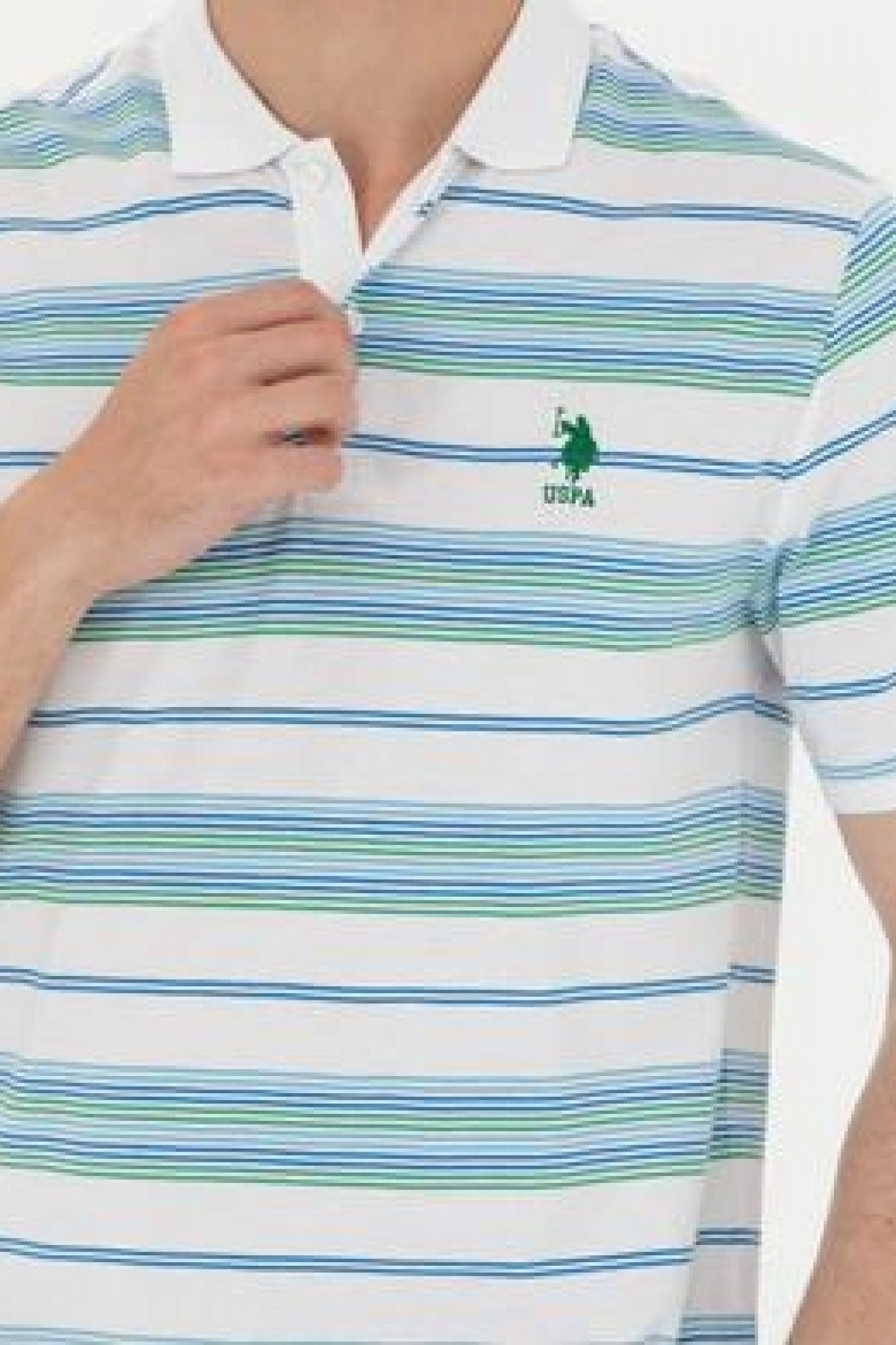 U,S,POLO Erkek Beyaz Polo Yaka Tişört