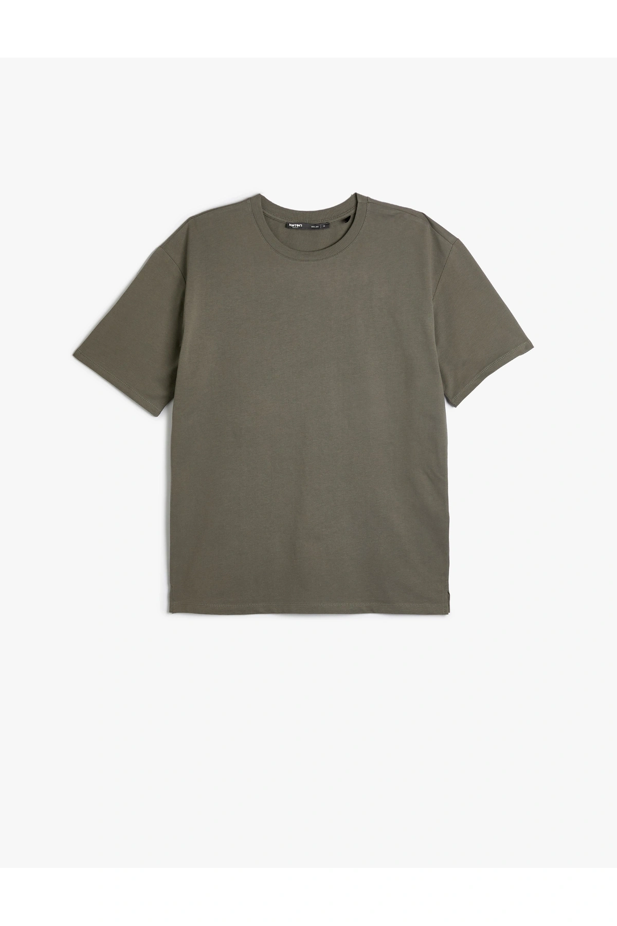 Basic Oversize Tişört Bisiklet Yaka Düşük Omuzlu Kısa Kollu Pamuklu