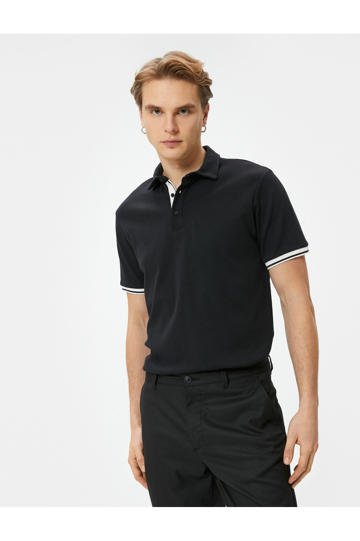Koton Polo Yaka Tişört Slim Fit Düğmeli Kısa Kollu
