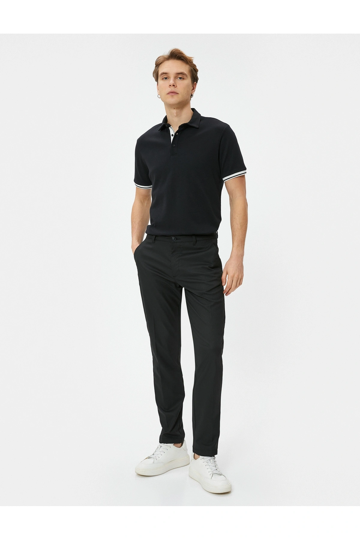 Koton Polo Yaka Tişört Slim Fit Düğmeli Kısa Kollu