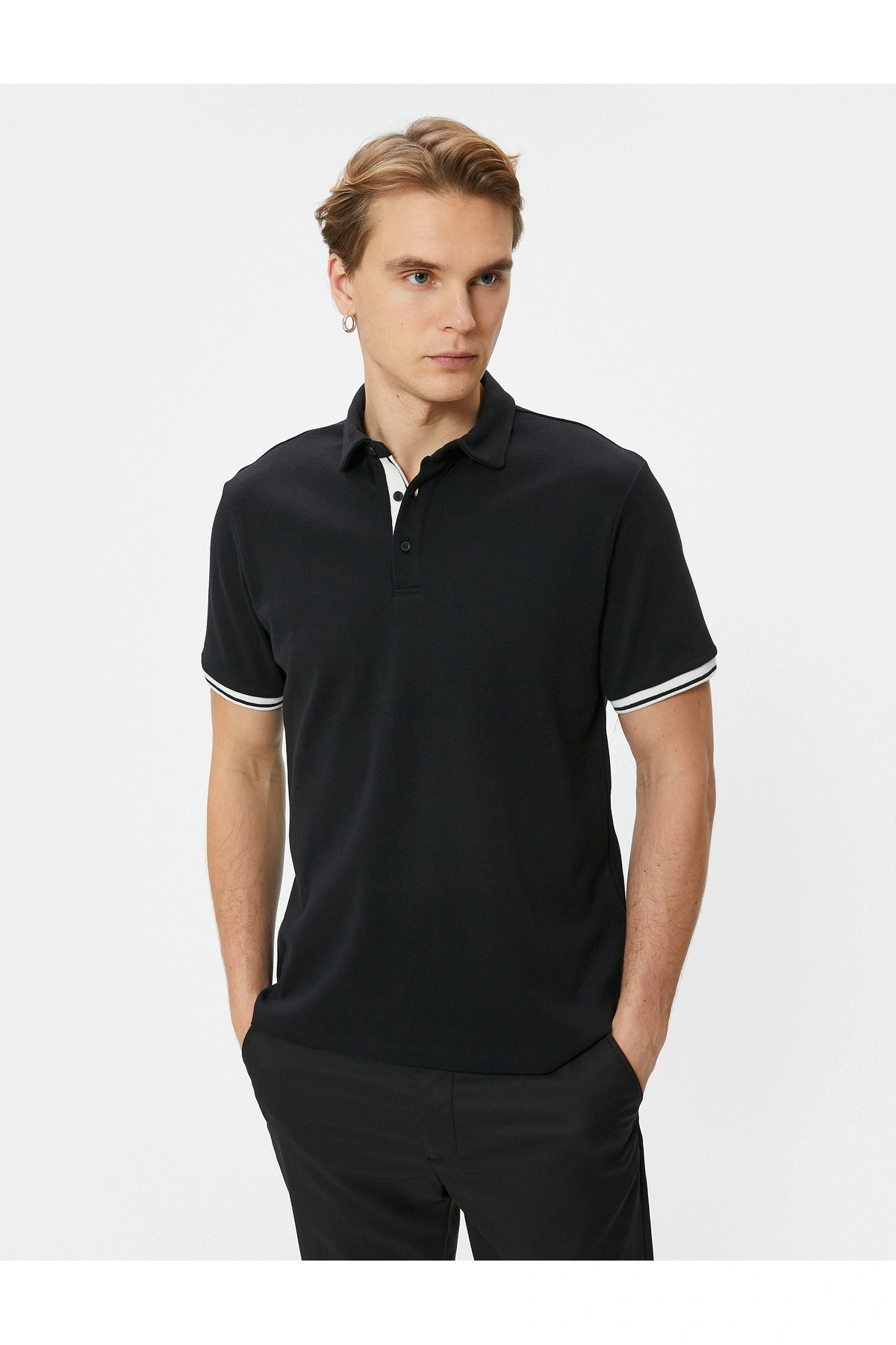 Koton Polo Yaka Tişört Slim Fit Düğmeli Kısa Kollu