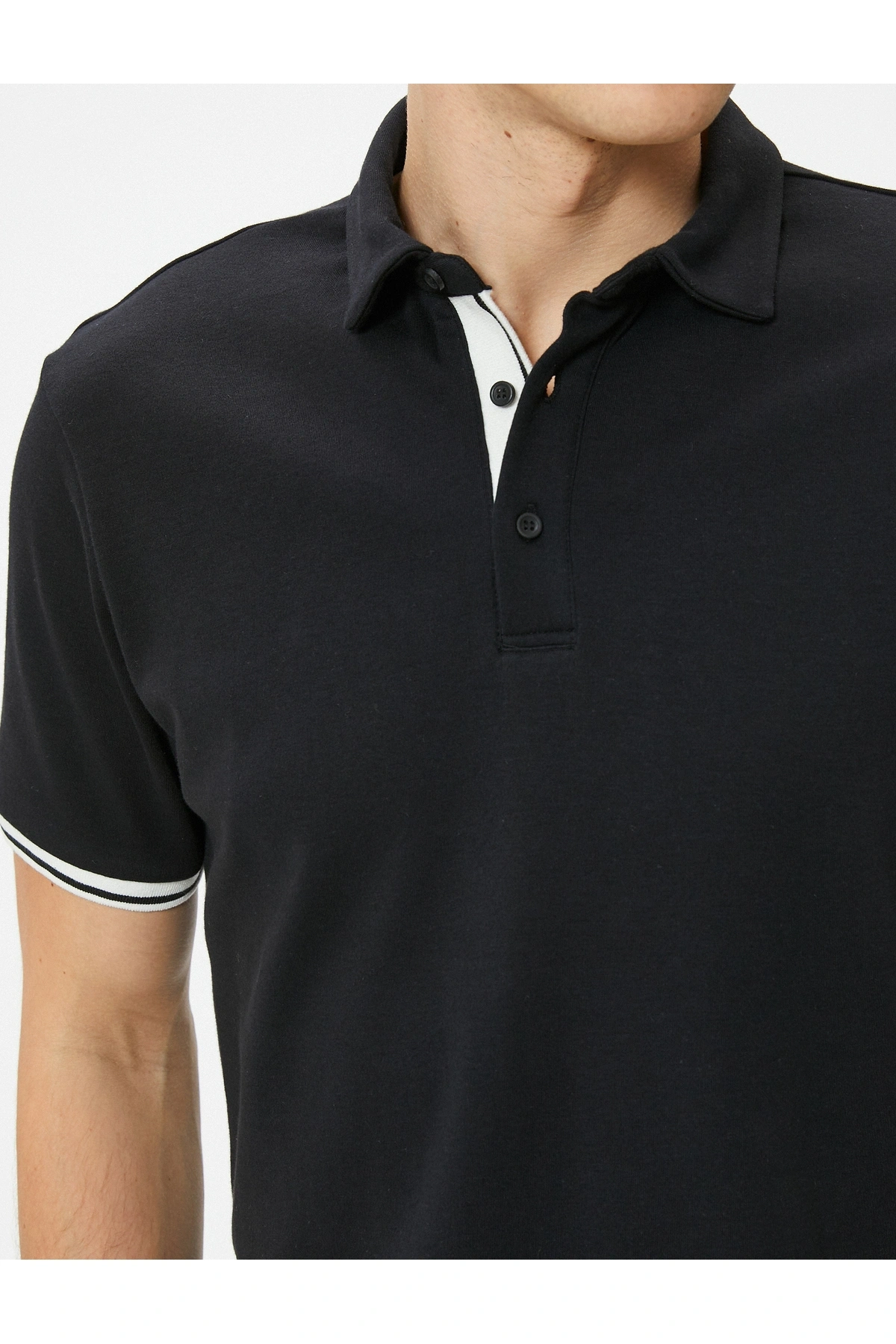 Koton Polo Yaka Tişört Slim Fit Düğmeli Kısa Kollu