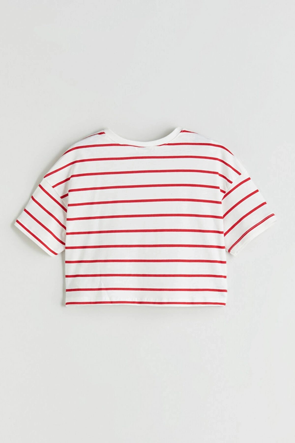 LCW Kids Ekru Bisiklet Yaka Kız Çocuk Crop Tişört