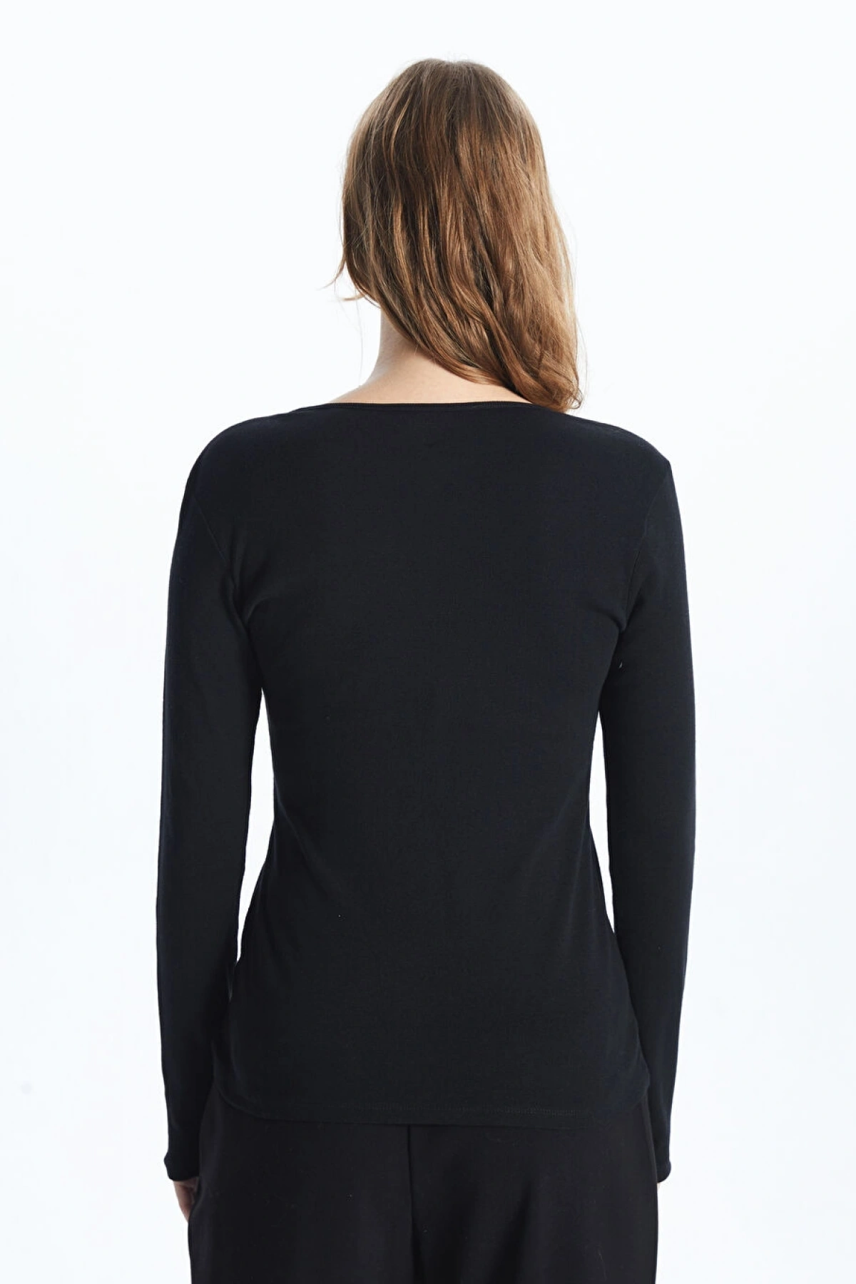 LCWAIKIKI Basic Siyah Bisiklet Yaka Kadın Body