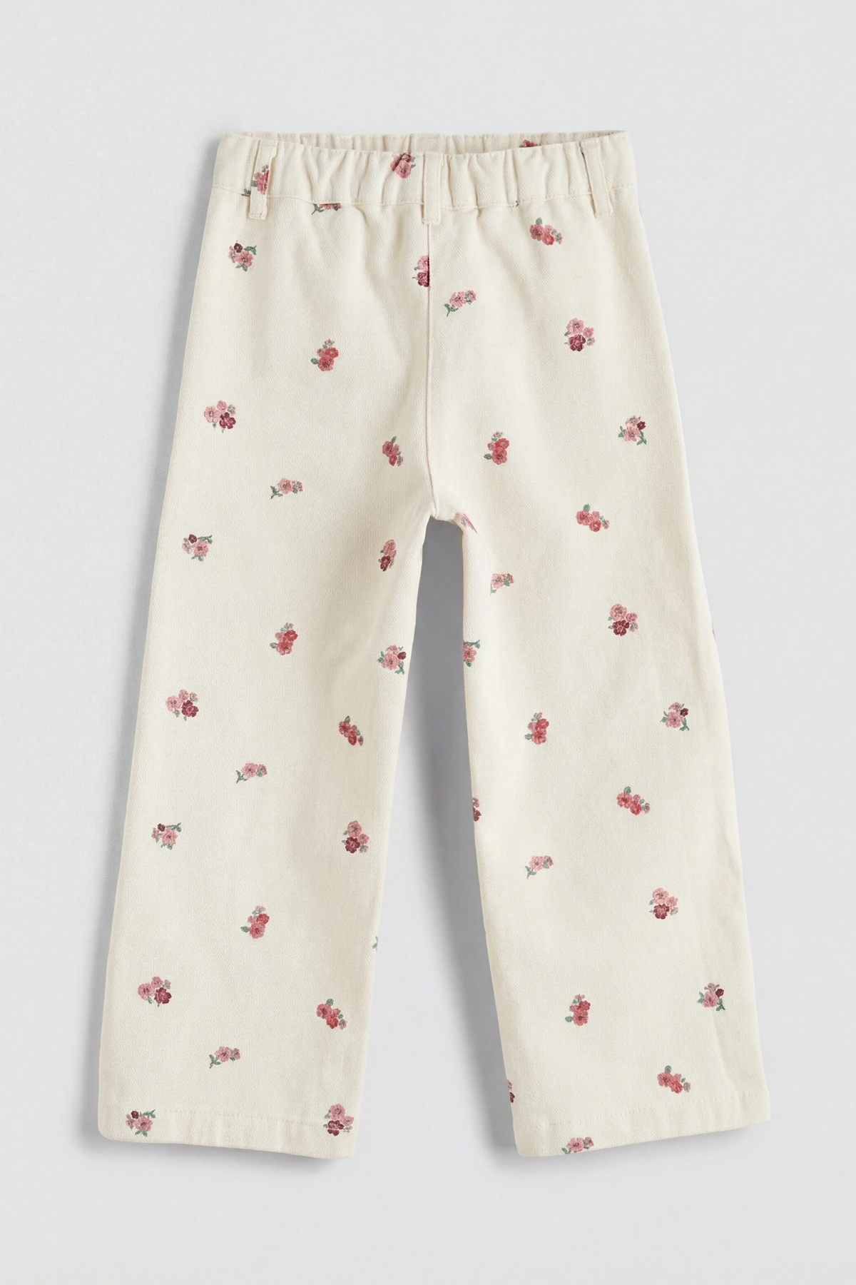 LCW Kids Ekru Çiçek Desenli Kız Çocuk Gabardin Pantolon