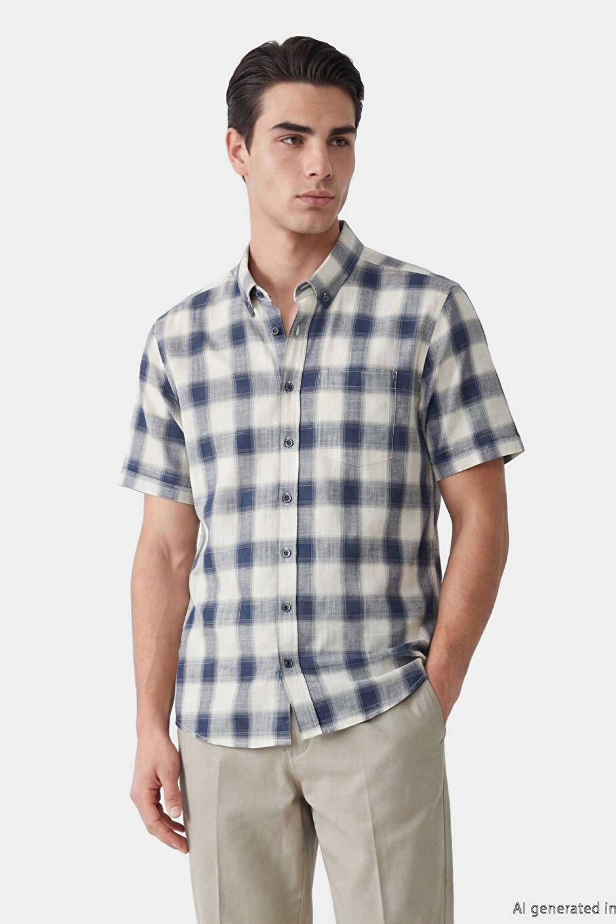 LCWAIKIKI Classic Lacivert Regular Fit Ekose Erkek Gömlek