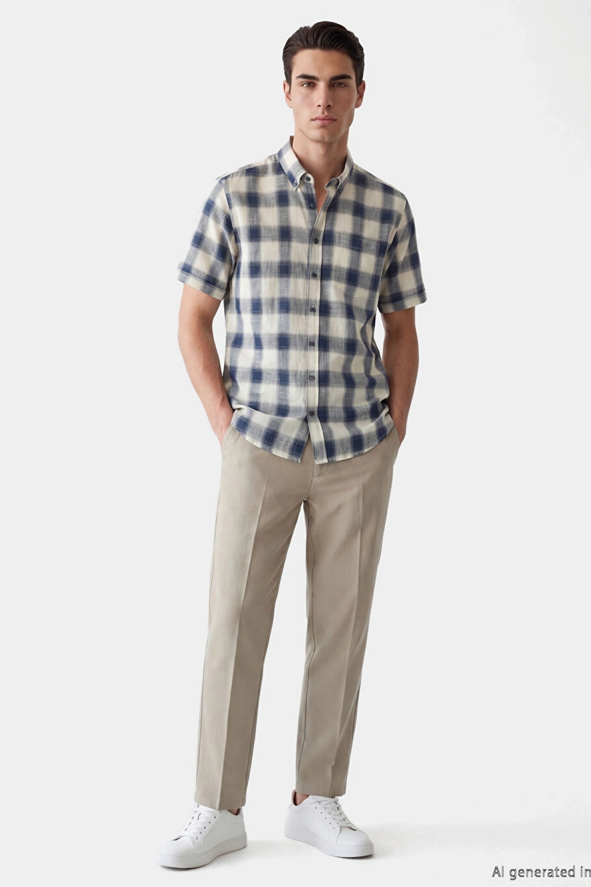 LCWAIKIKI Classic Lacivert Regular Fit Ekose Erkek Gömlek
