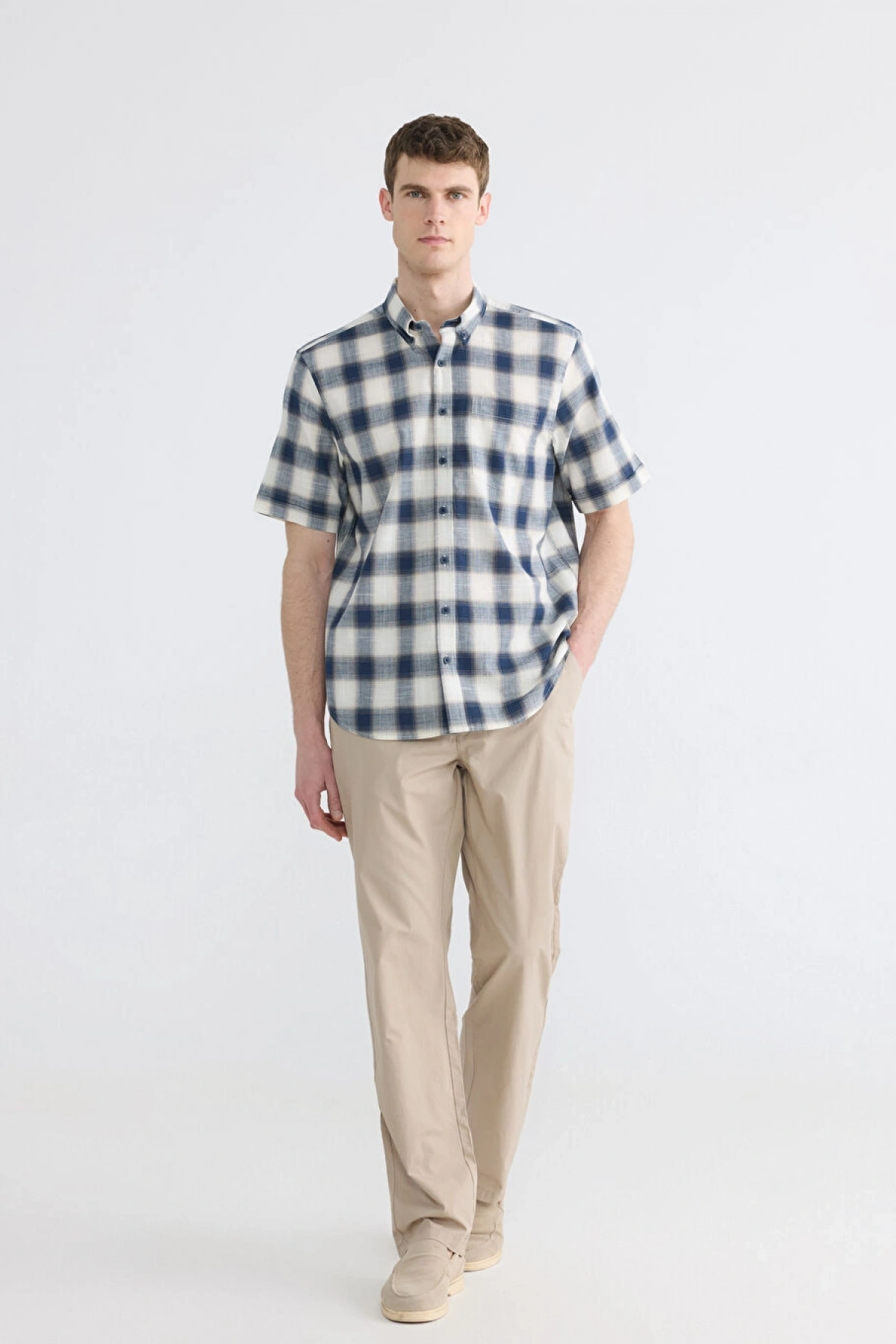 LCWAIKIKI Classic Lacivert Regular Fit Ekose Erkek Gömlek