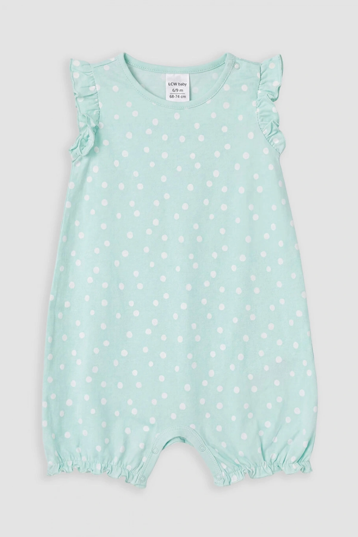 LCW baby Ekru Bisiklet Yaka Baskılı Kız Bebek Tulum 3lü
