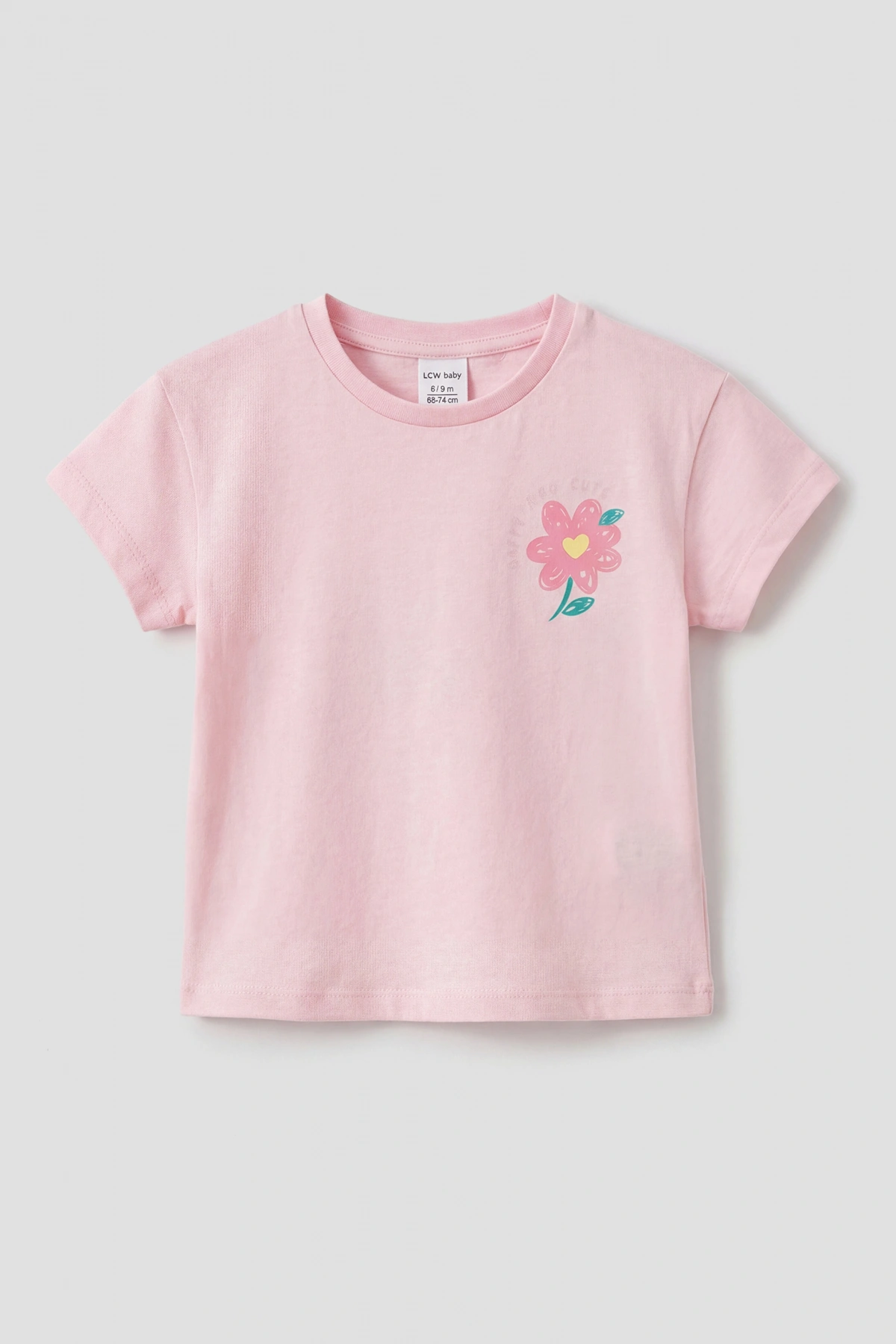 LCW baby Pembe Çiçekli Kız Bebek Şortlu Takım