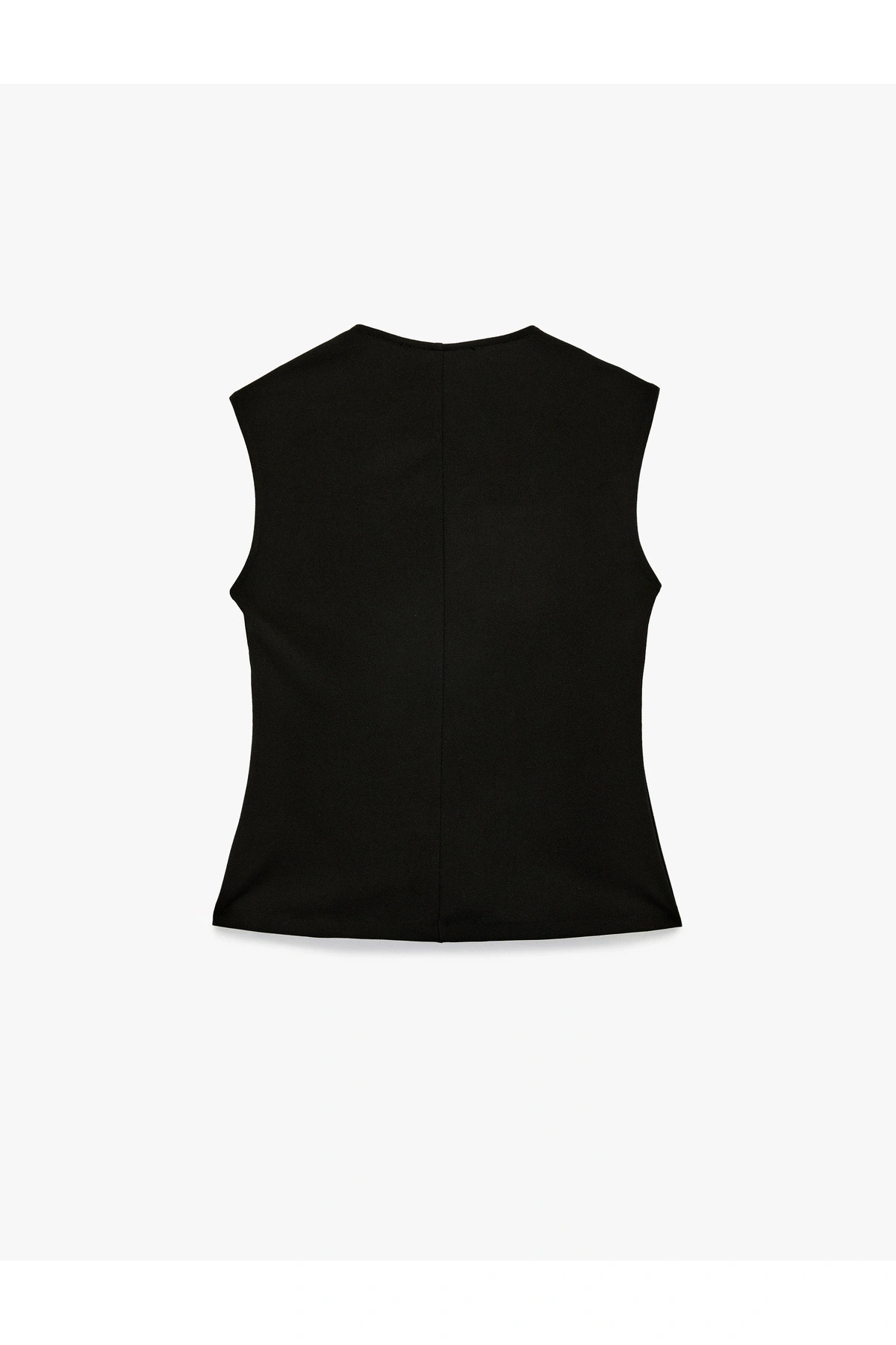 Koton Krep Scuba Kumaş Düğmeli Hafif Peplum Kesim Yelek
