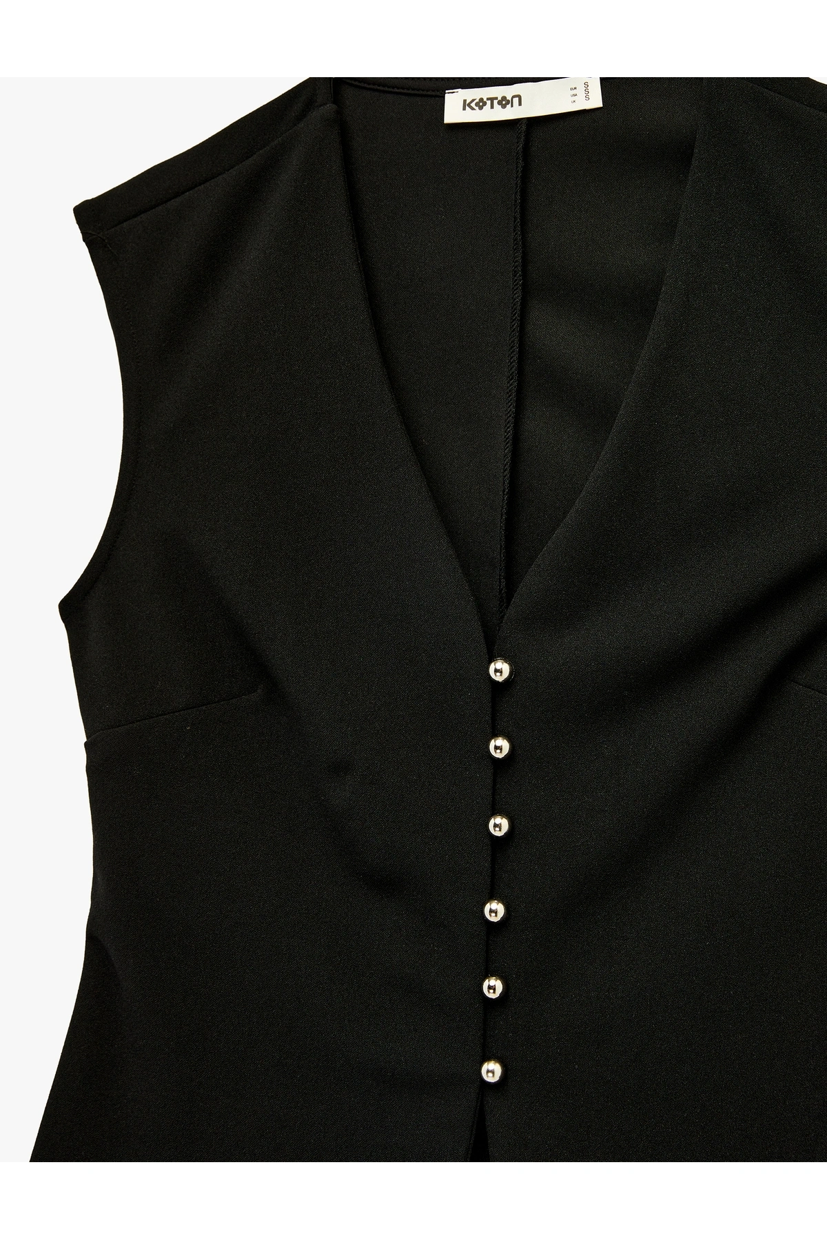 Koton Krep Scuba Kumaş Düğmeli Hafif Peplum Kesim Yelek