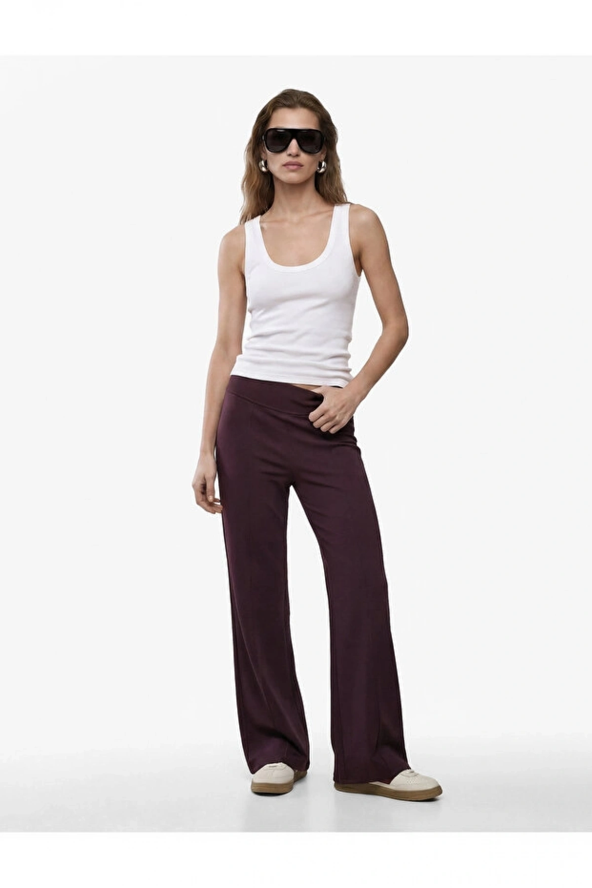 Koton Viskon Modal Kumaş Slim Fit Nervürlü İspanyol Paça Pantolon