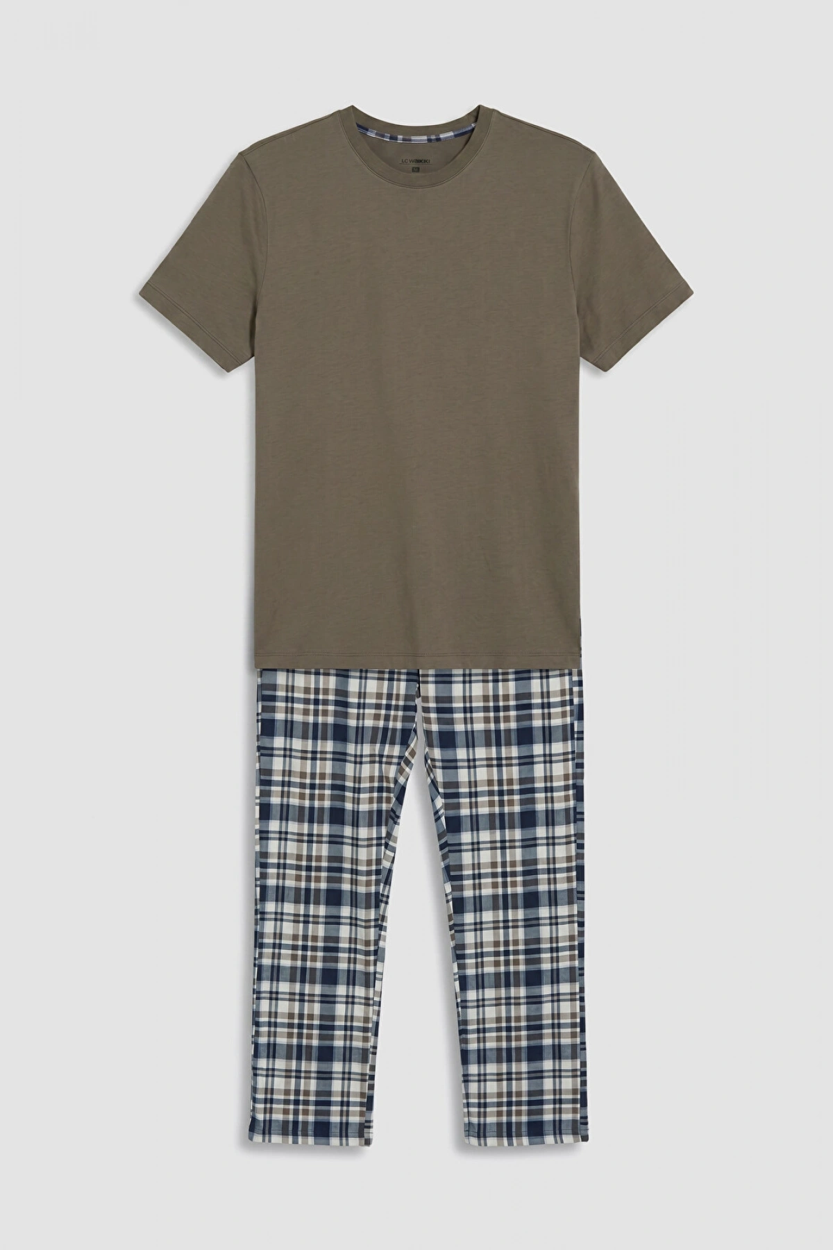 LC WAIKIKI Kahverengi Regular Fit Ekose Erkek Pijama Takımı