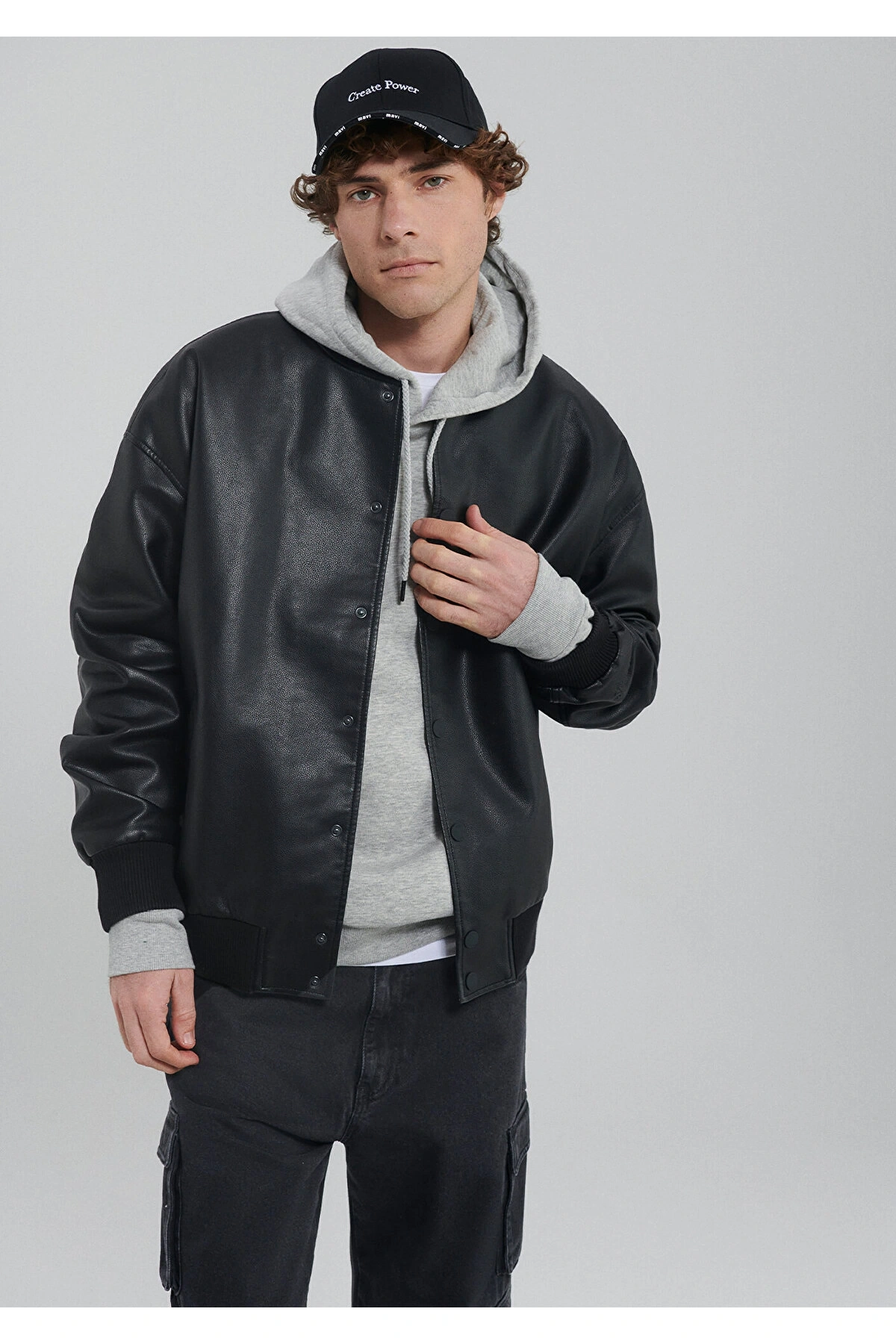 91 BASKILI CEKET Jet Siyah