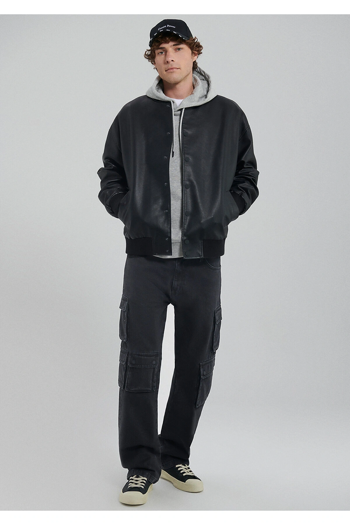 91 BASKILI CEKET Jet Siyah