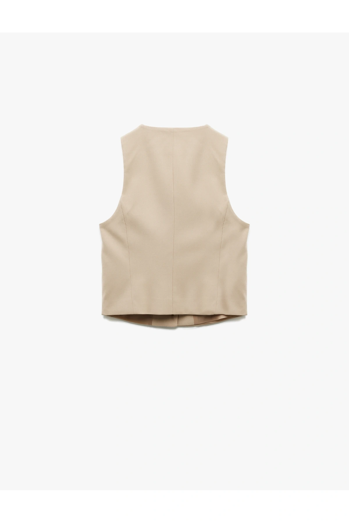 Astarlı Düğmeli Bisiklet Yaka Kolsuz Blazer Yelek