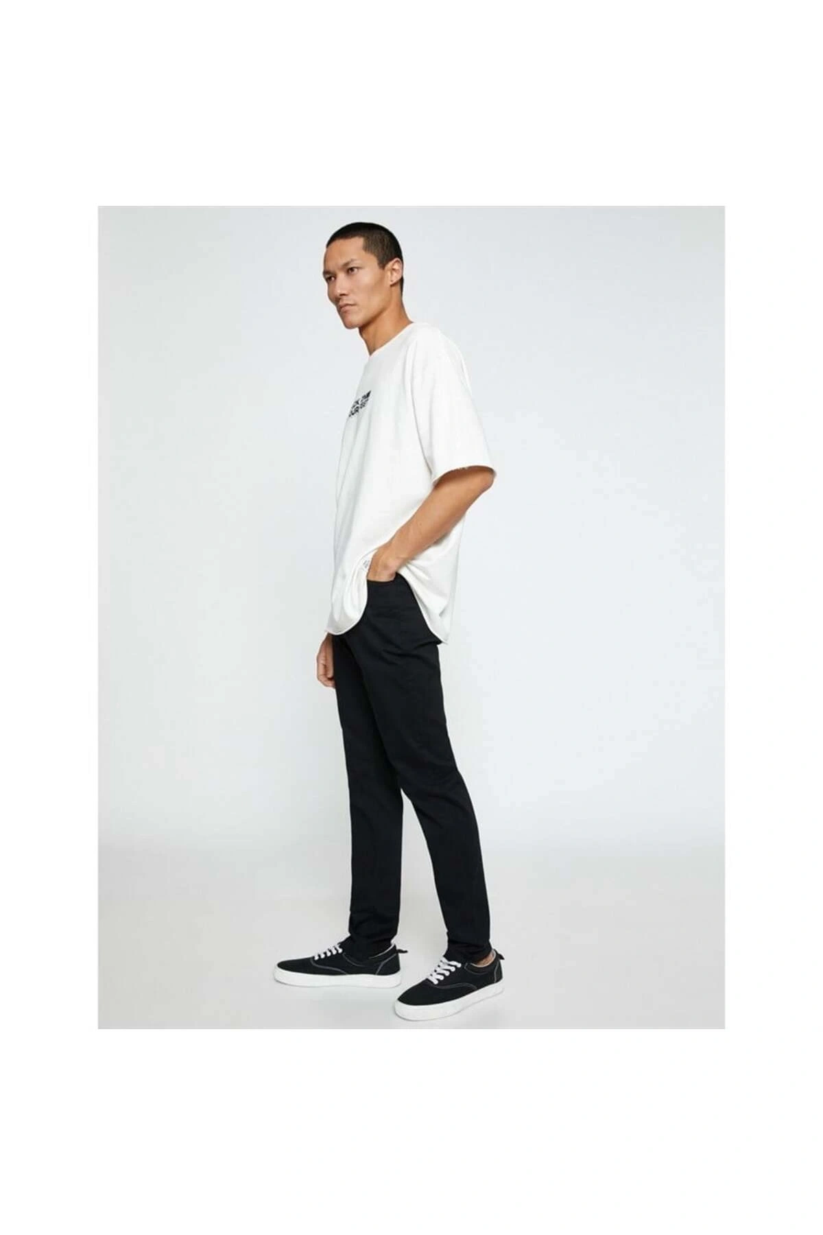 Basic Gabardin Pantolon Slim Fit Düğme Detaylı Cepli