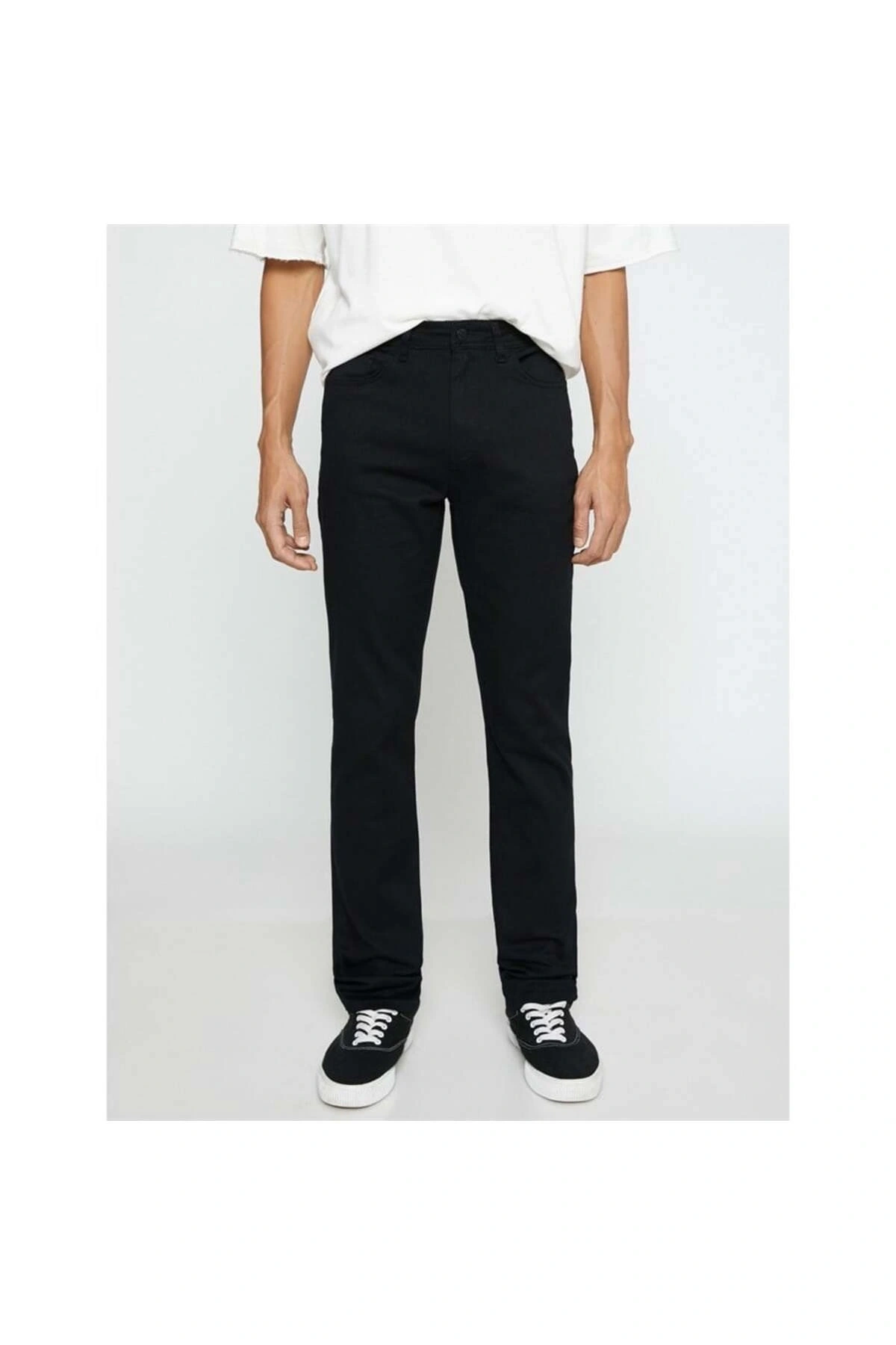 Basic Gabardin Pantolon Slim Fit Düğme Detaylı Cepli