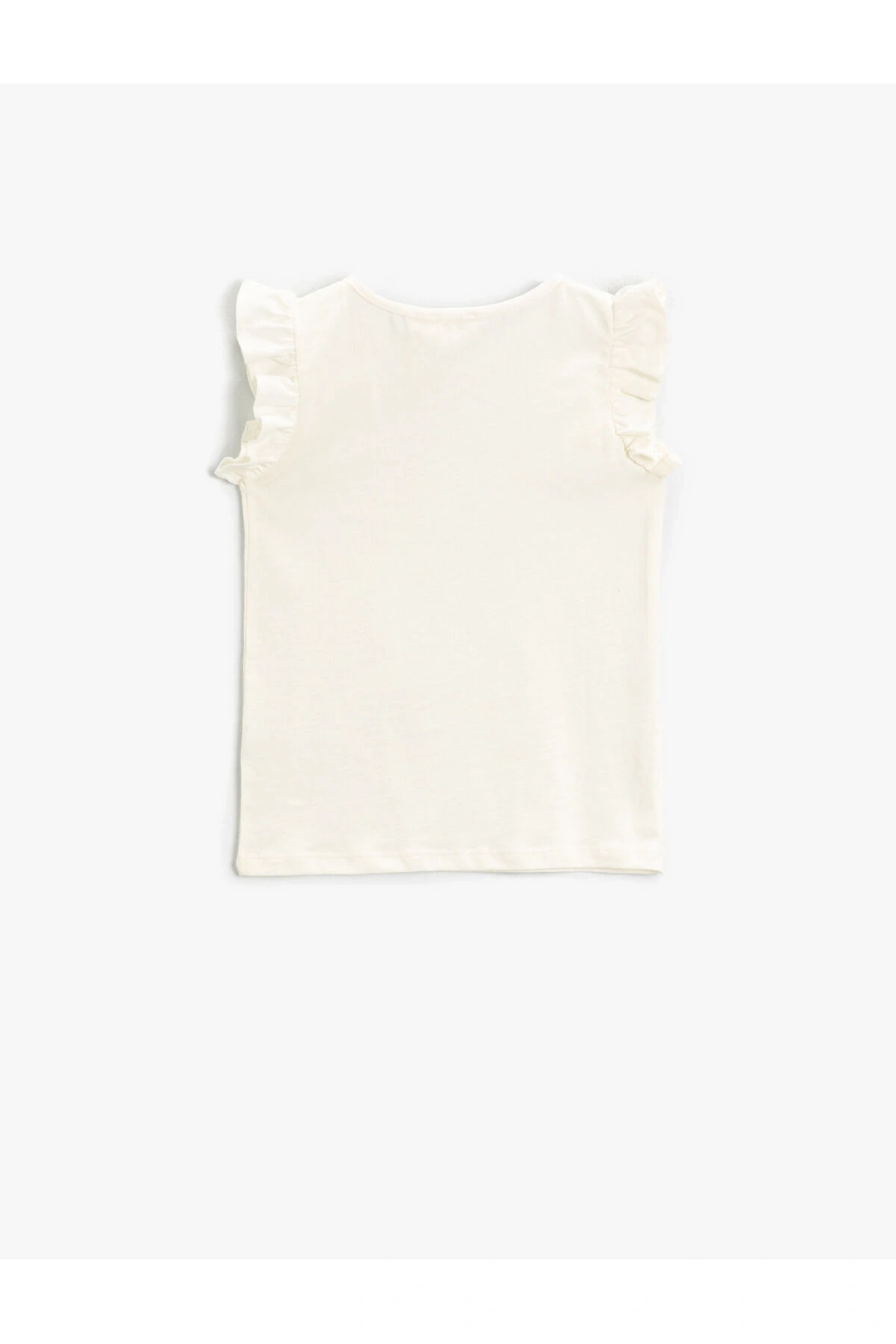 Basic Kolları Fırfırlı Tişört Pamuklu