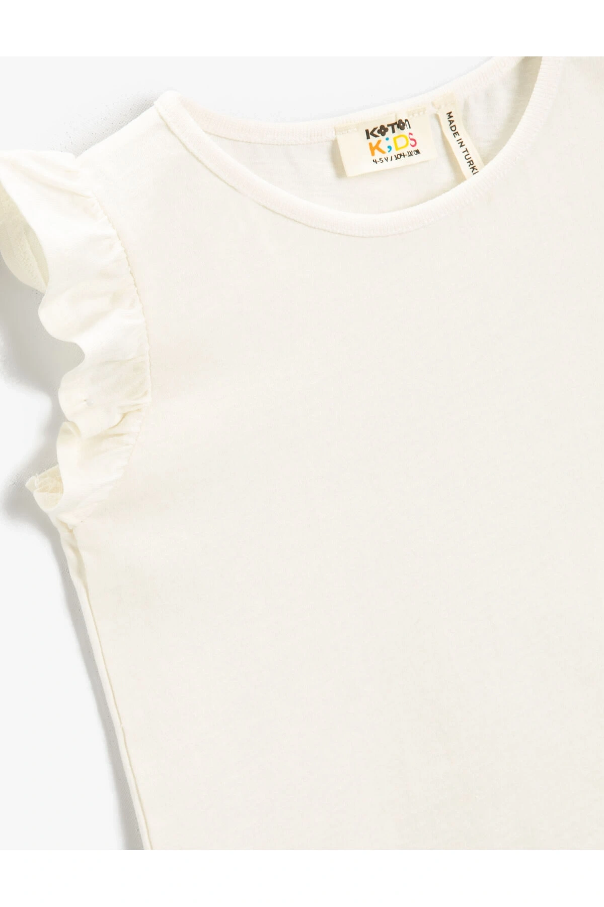 Basic Kolları Fırfırlı Tişört Pamuklu