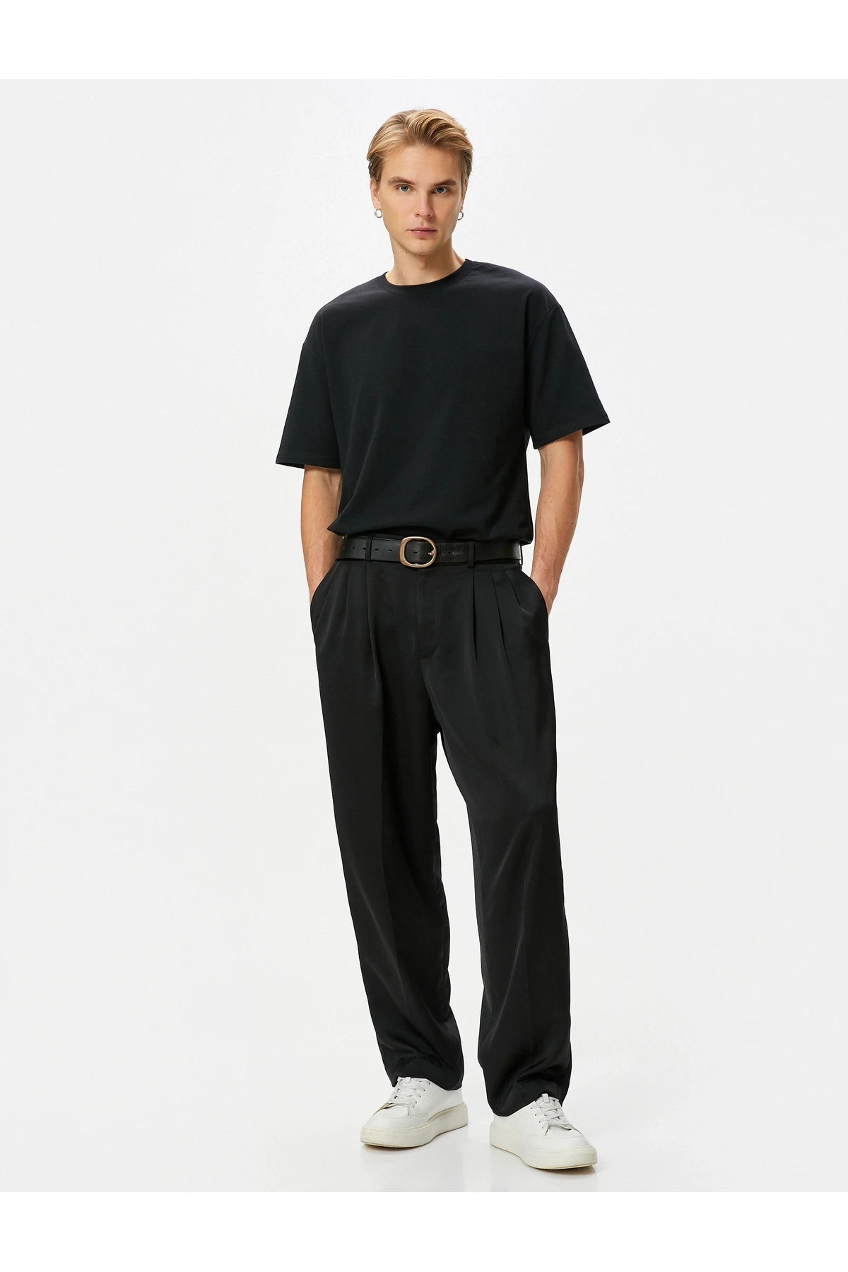 Basic Oversize Tişört Bisiklet Yaka Düşük Omuzlu Kısa Kollu Pamuklu