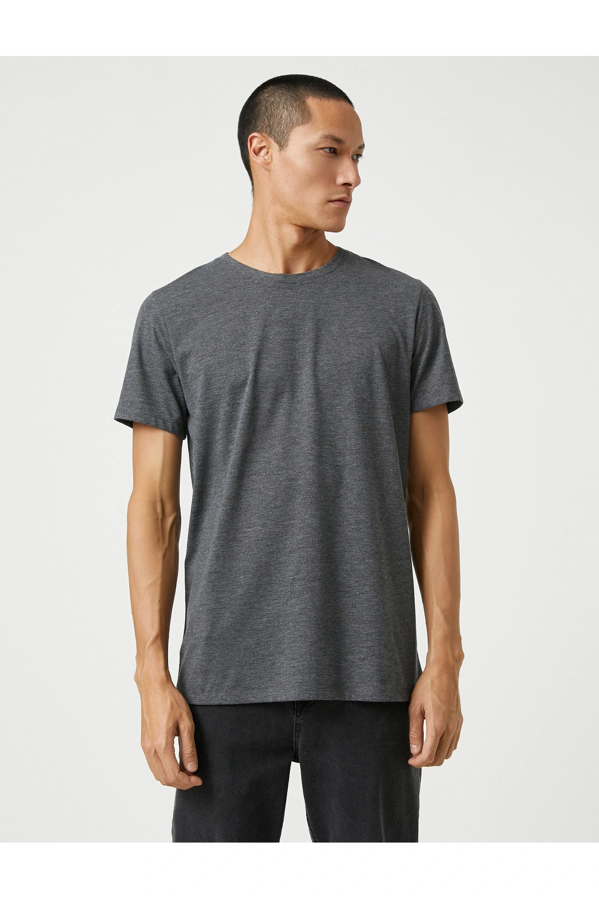 Basic Tişört Slim Fit Bisiklet Yaka Kısa Kollu Pamuklu