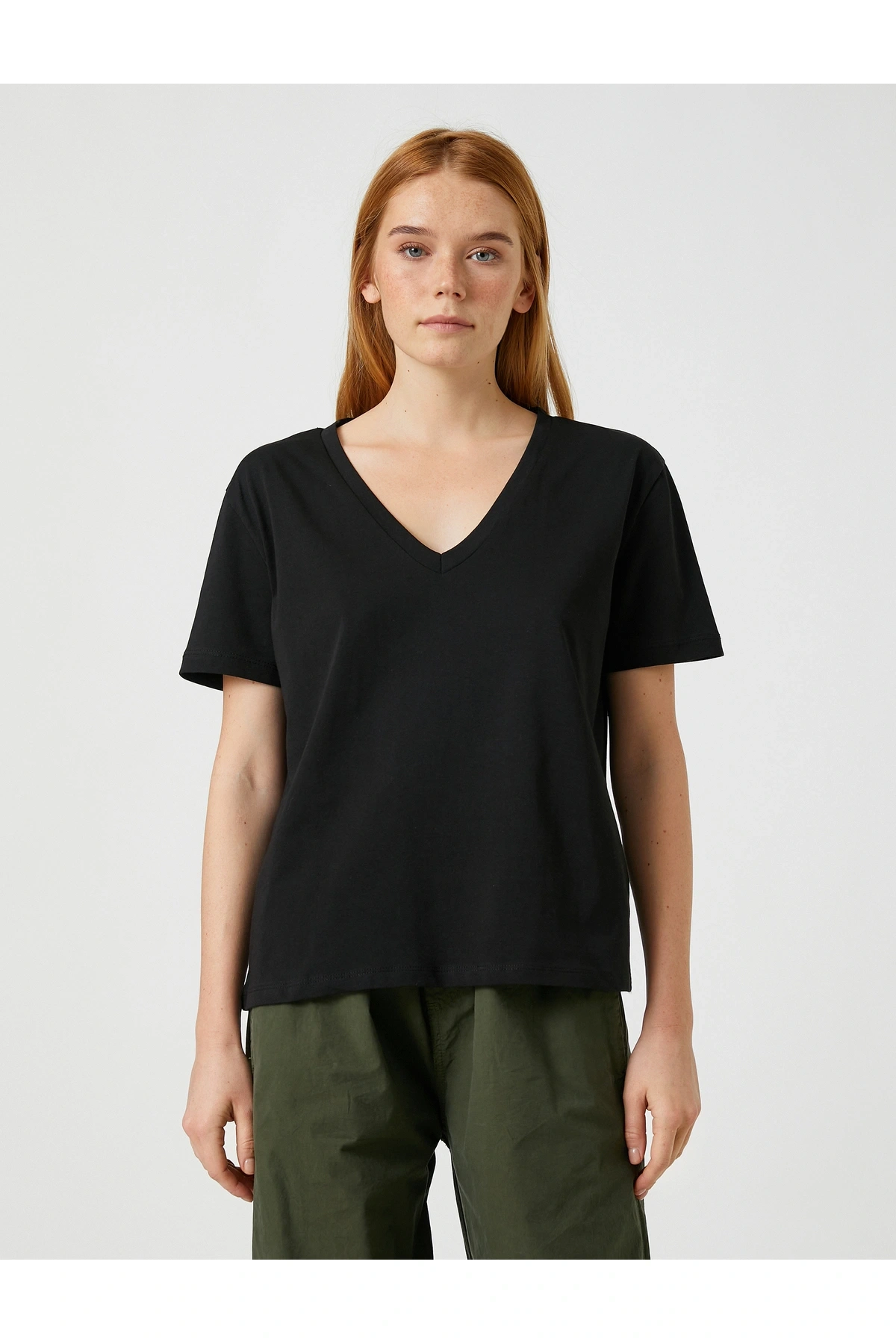 Basic Tişört V Yaka Kısa Kollu
